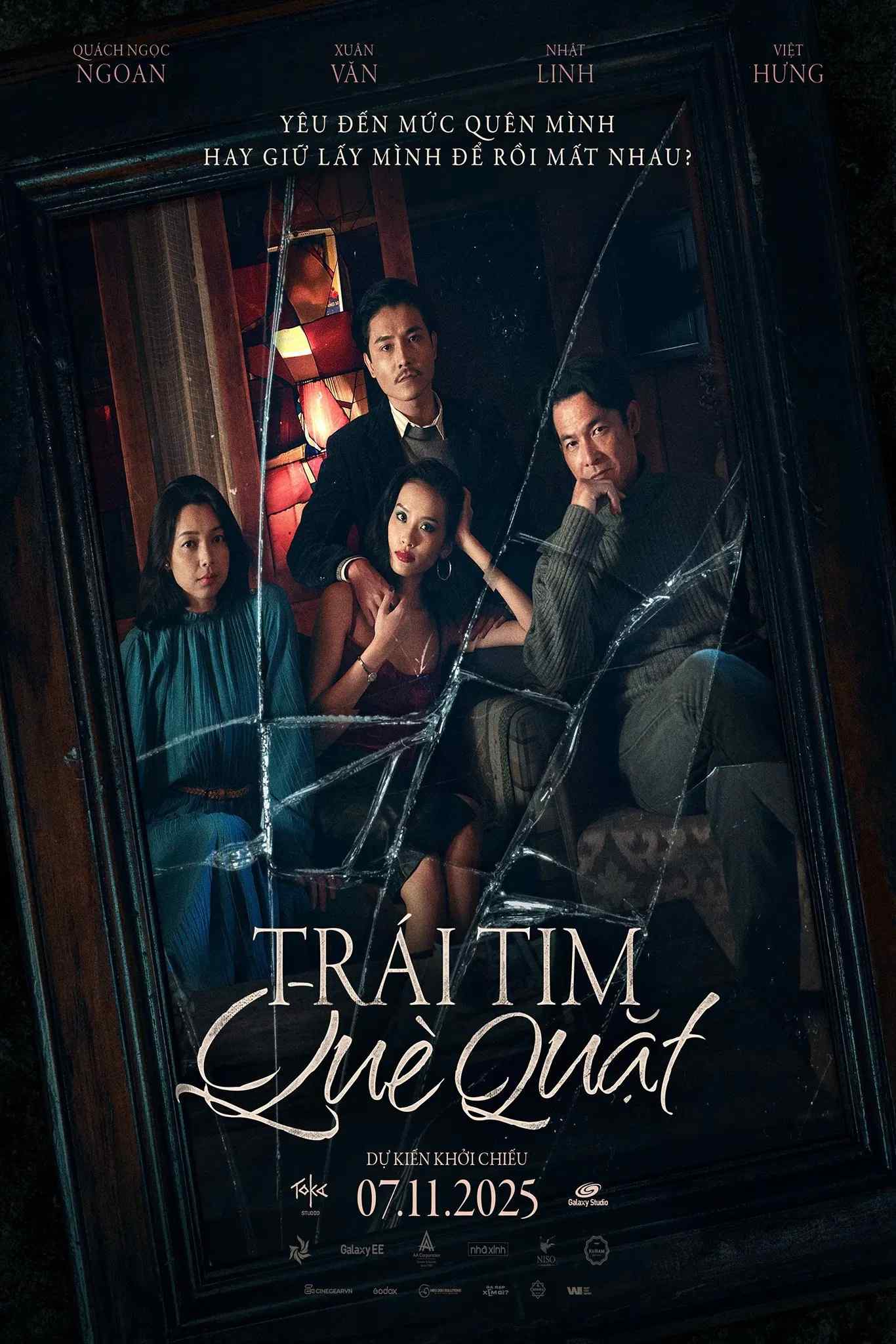 Poster chính thức của phim Phim Hình Sự, Phim Tình Cảm "Trái Tim Què Quặt" (Crooked Heart - 2025), với sự tham gia của diễn viên Quách Ngọc Ngoan và Việt Hưng.