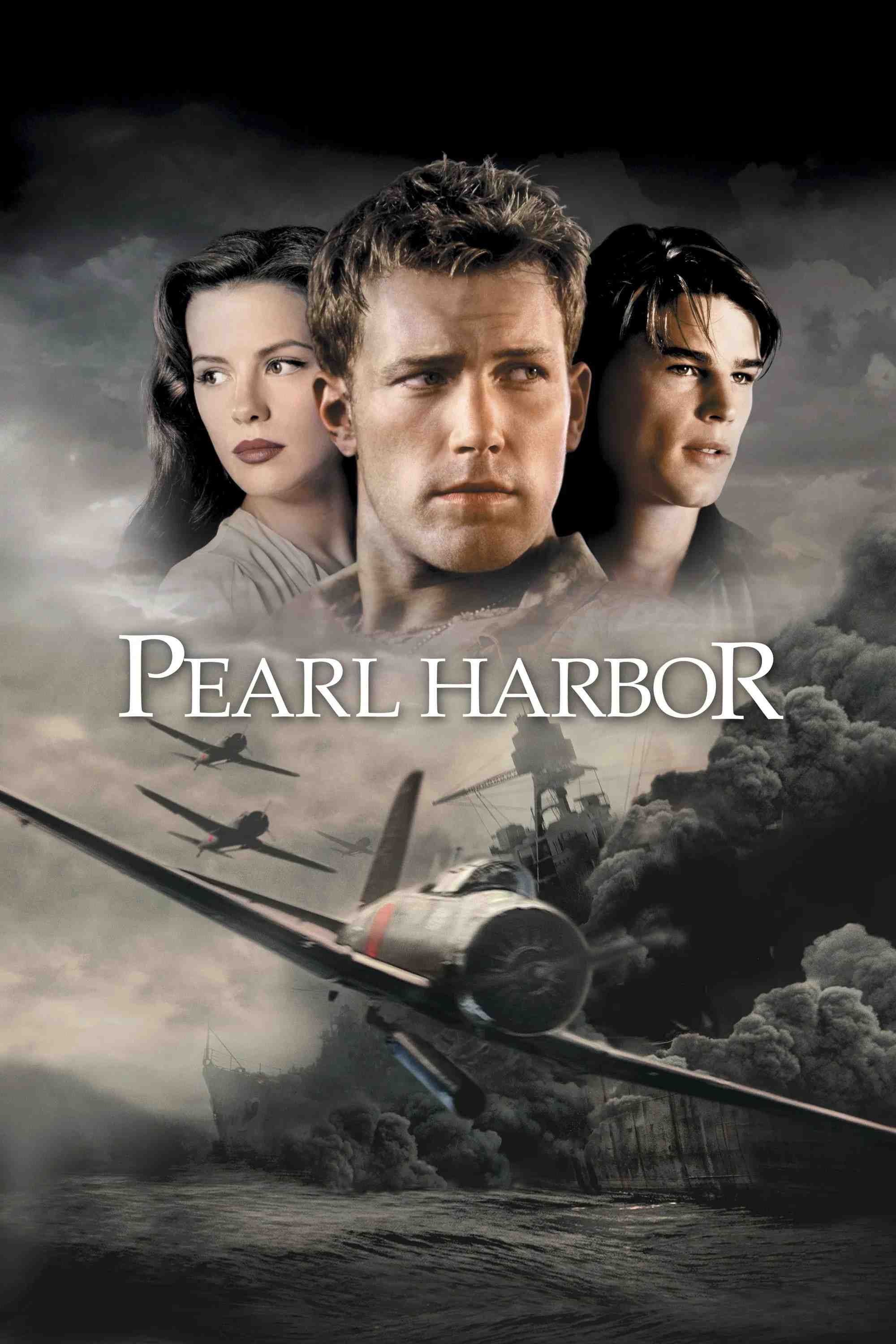 Poster chính thức của phim Phim Chiến Tranh, Phim Tình Cảm "Trân Châu Cảng" (Pearl Harbor - 2001), với sự tham gia của diễn viên Ben Affleck và Kate Beckinsale.