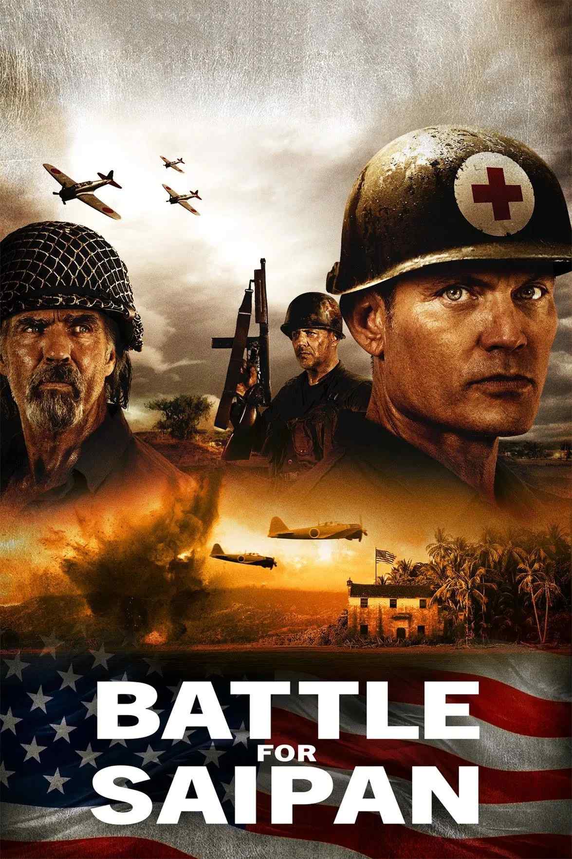 Poster chính thức của phim Phim Chiến Tranh, Phim Lịch Sử "Trận Chiến Saipan" (Battle for Saipan - 2022), với sự tham gia của diễn viên Casper Van Dien và Jeff Fahey.