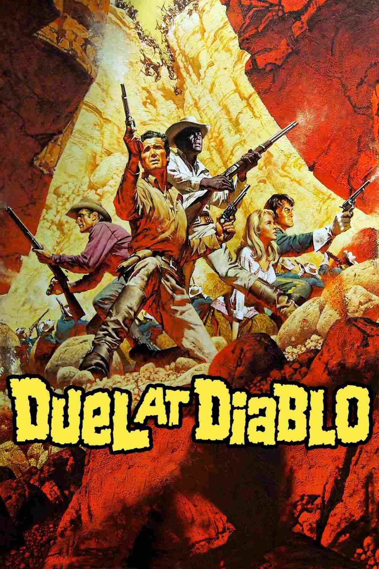 Poster chính thức của phim Phim Miền Tây "Trận đấu ở Diablo" (Duel at Diablo - 1966), với sự tham gia của diễn viên James Garner và Sidney Poitier.