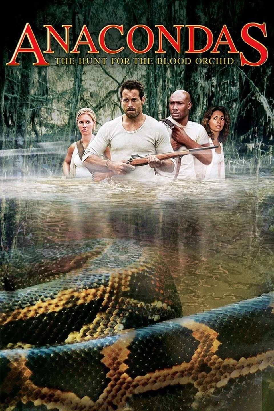 Poster chính thức của phim Phim Phiêu Lưu, Phim Kinh Dị "Trăn Khổng Lồ: Săn Lùng Huyết Lan" (Anacondas: The Hunt for the Blood Orchid - 2004), với sự tham gia của diễn viên Johnny Messner và KaDee Strickland.