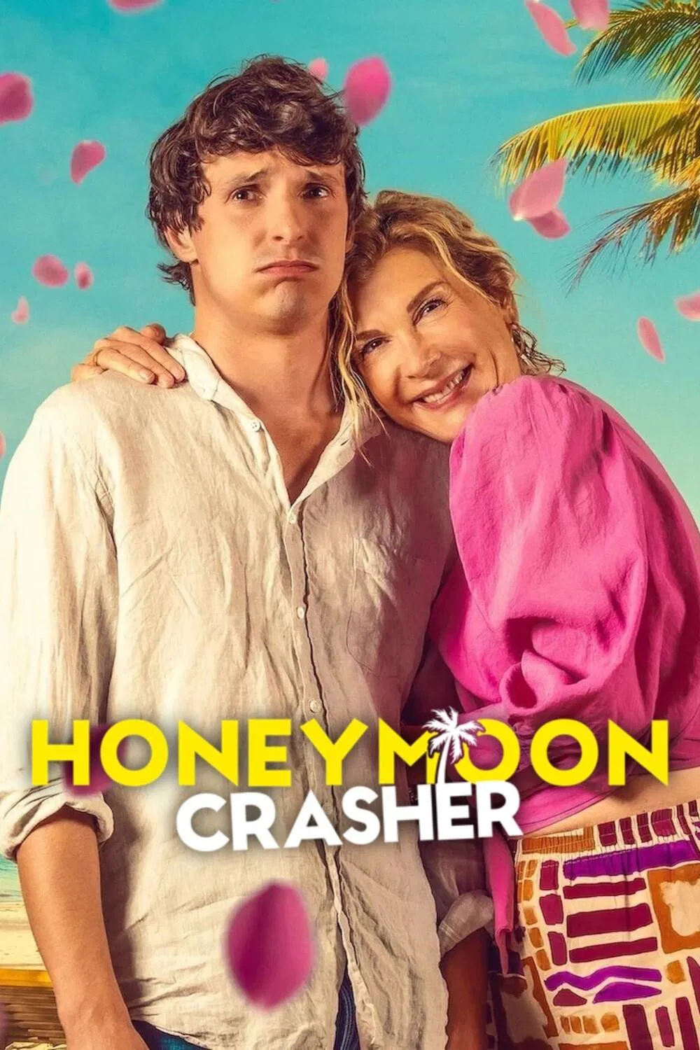 Poster chính thức của phim Phim Hài "Trăng Mật Cùng Mẹ" (Honeymoon Crasher - 2025), với sự tham gia của diễn viên Michèle Laroque và Julien Frison.