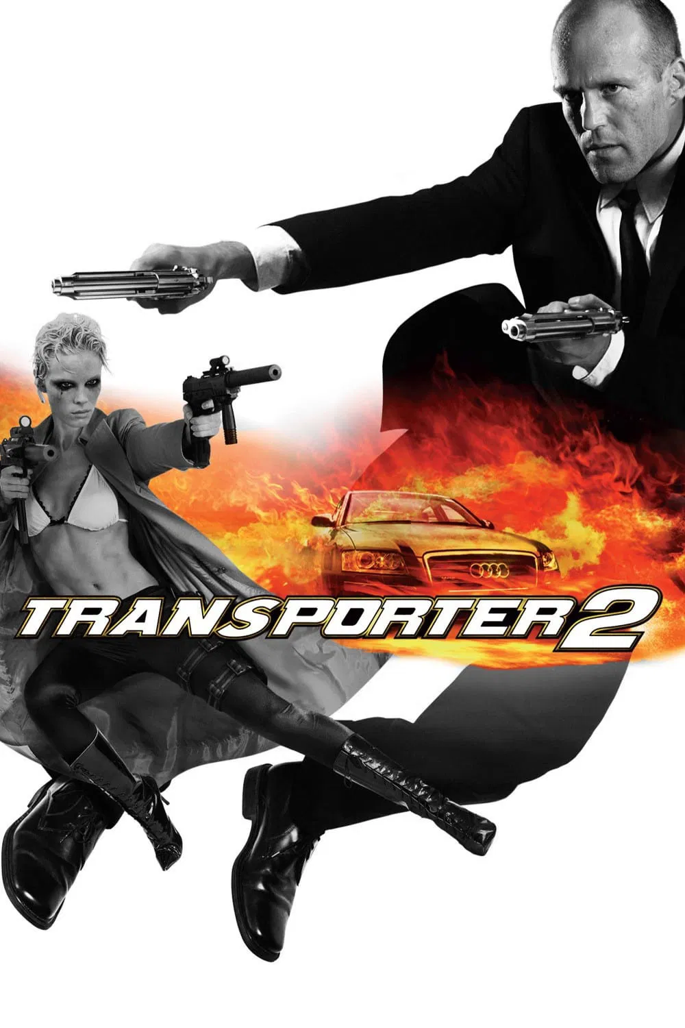 Poster chính thức của phim Phim Hành Động, Phim Giật Gân "Người Vận Chuyển 2" (Transporter 2 - 2005), với sự tham gia của diễn viên Jason Statham và Amber Valletta.