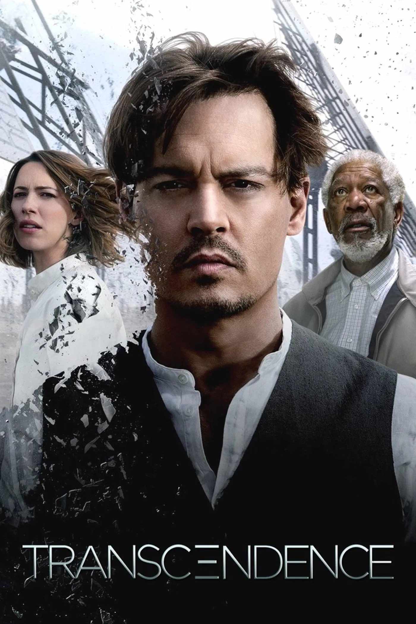 Poster chính thức của phim Phim Giật Gân, Phim Viễn Tưởng "Trí Tuệ Siêu Việt" (Transcendence - 2014), với sự tham gia của diễn viên Johnny Depp và Rebecca Hall.