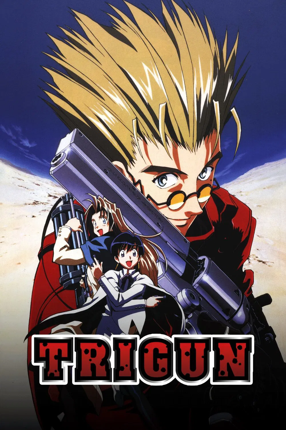 Poster chính thức của phim Phim Viễn Tưởng & Giả Tưởng, Phim Hành Động & Phiêu Lưu "Trigun" (TRIGUN - 1998), với sự tham gia của diễn viên Masaya Onosaka và Hiromi Tsuru.