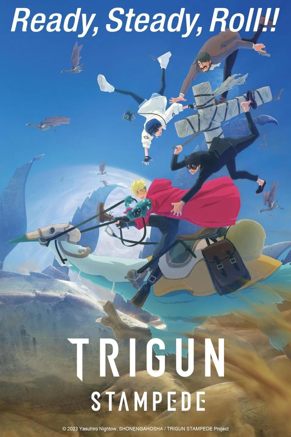 Poster chính thức của phim Phim Hoạt Hình, Phim Hành Động & Phiêu Lưu "Trigun Stampede" (TRIGUN STAMPEDE - 2023), với sự tham gia của diễn viên Yoshitsugu Matsuoka và Sakura Ando.