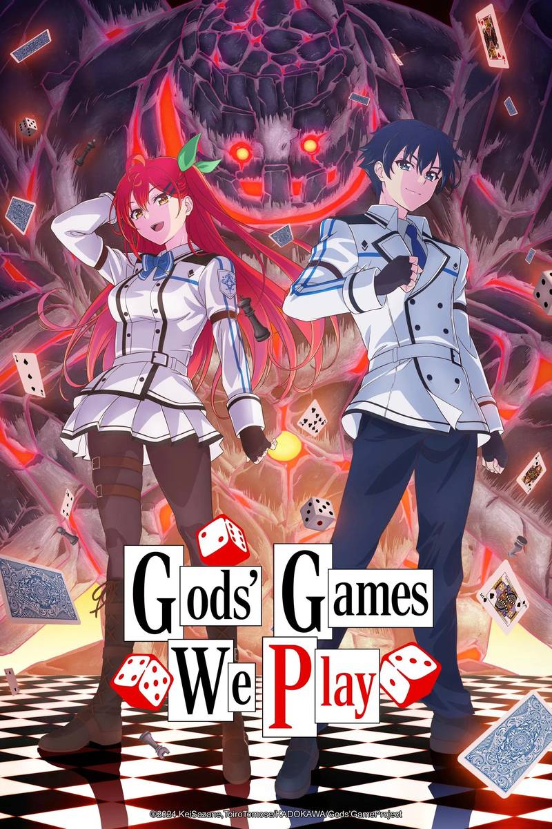 Poster chính thức của phim Phim Hoạt Hình, Phim Tâm Lý "Trò Chơi Của Thần" (Gods' Games We Play - 2024), với sự tham gia của diễn viên Akari Kito và Nobunaga Shimazaki.