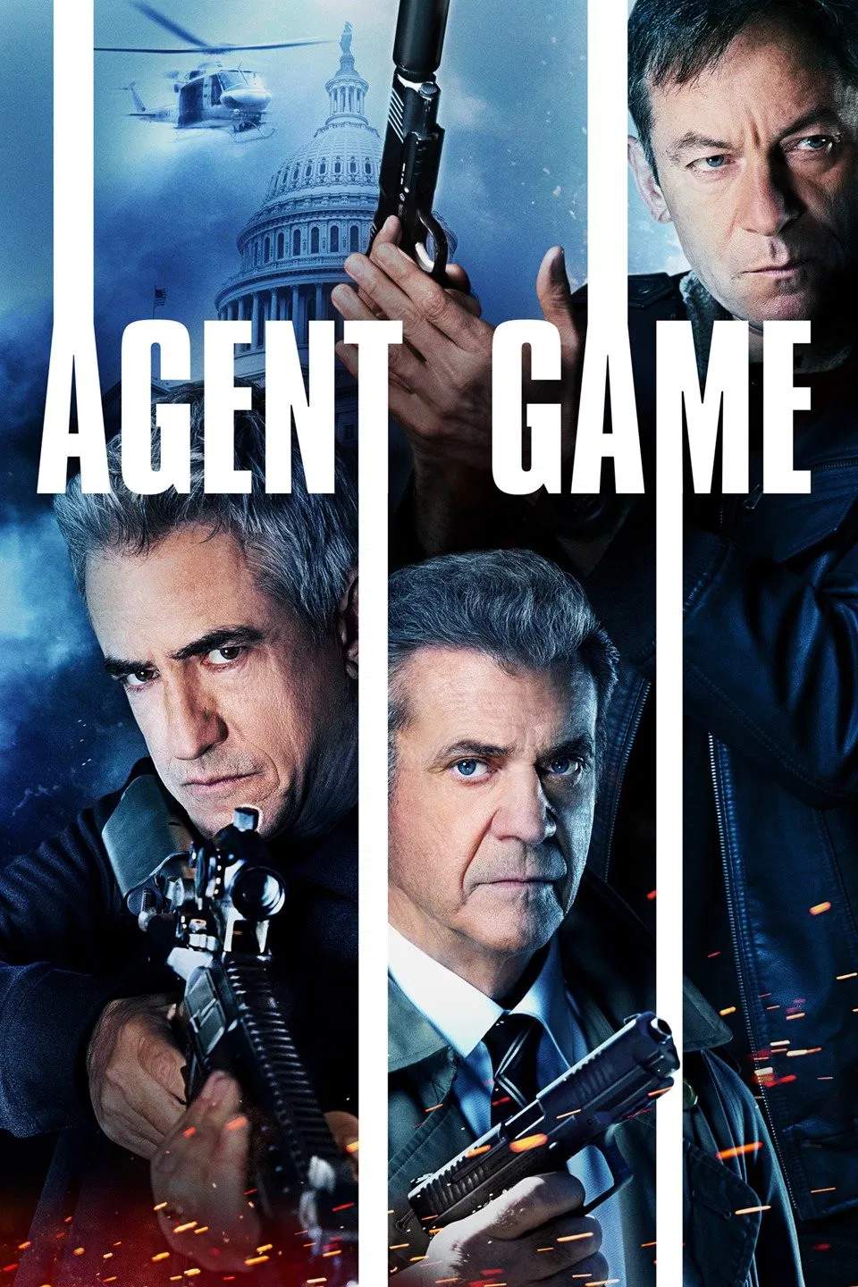 Poster chính thức của phim Phim Hành Động, Phim Giật Gân "Trò Chơi Đặc Vụ" (Agent Game - 2022), với sự tham gia của diễn viên Mel Gibson và Dermot Mulroney.