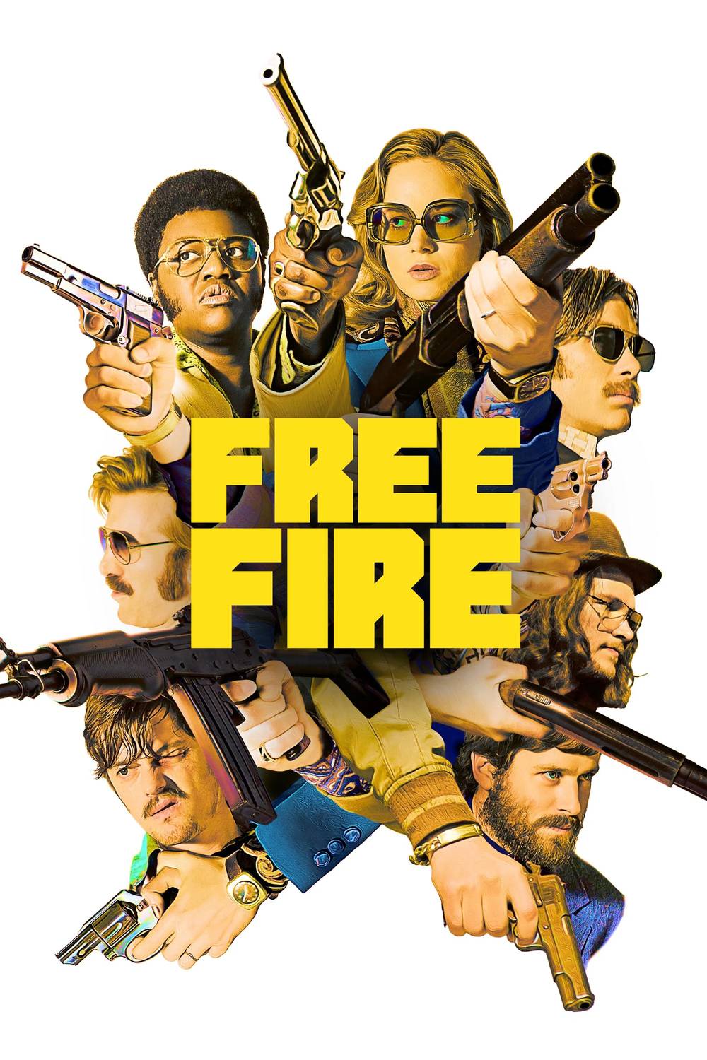 Poster chính thức của phim Phim Hành Động, Phim Hình Sự "Trò Chơi Sống Còn" (Free Fire - 2017), với sự tham gia của diễn viên Cillian Murphy và Brie Larson.