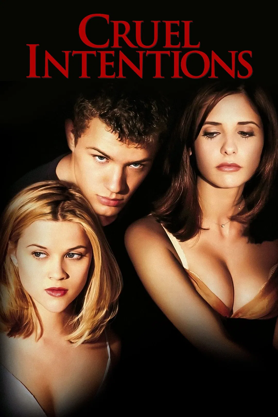 Poster chính thức của phim Phim Tâm Lý, Phim Tình Cảm "Trò Đùa Tình Ái" (Cruel Intentions - 1999), với sự tham gia của diễn viên Sarah Michelle Gellar và Ryan Phillippe.