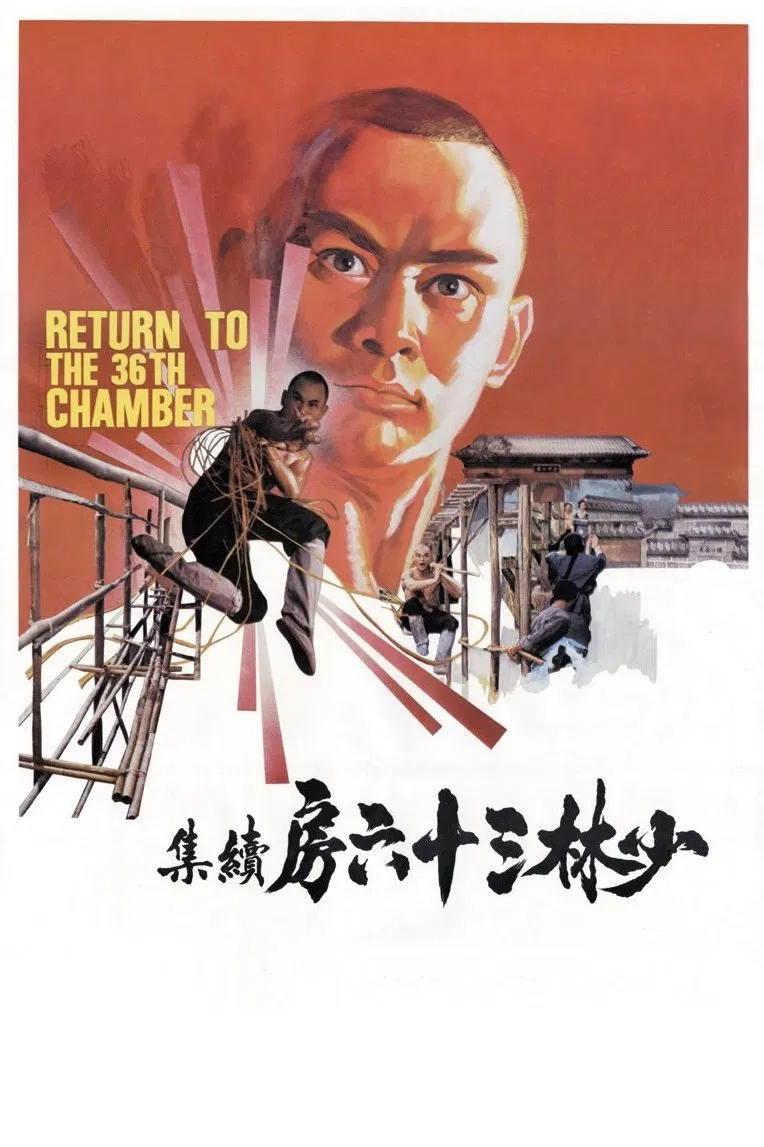 Poster chính thức của phim Phim Hành Động, Phim Hài "Trở Lại Thiếu Lâm Tam Thập Lục Phòng" (Return to the 36th Chamber - 1980), với sự tham gia của diễn viên Lưu Gia Huy và Huệ Anh Hồng.