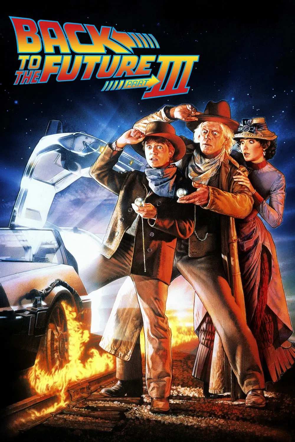 Poster chính thức của phim Phim Phiêu Lưu, Phim Hài "Trở Về Tương Lai Phần 3" (Back to the Future Part III - 1990), với sự tham gia của diễn viên Michael J. Fox và Christopher Lloyd.