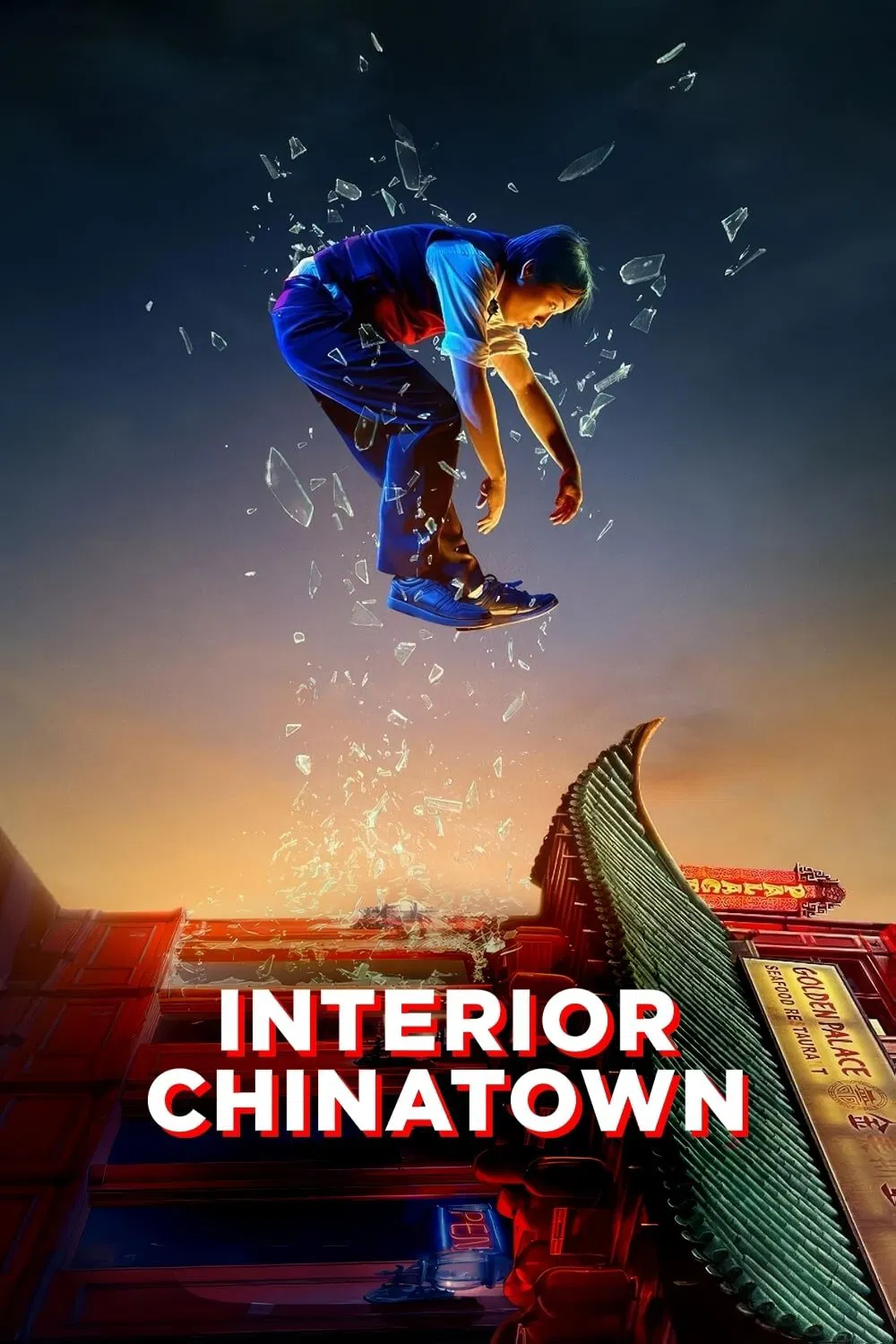Poster chính thức của phim Phim Tâm Lý, Phim Hình Sự "Trong Khu Phố Tàu" (Interior Chinatown - 2024), với sự tham gia của diễn viên Jimmy O. Yang và Lisa Gilroy.