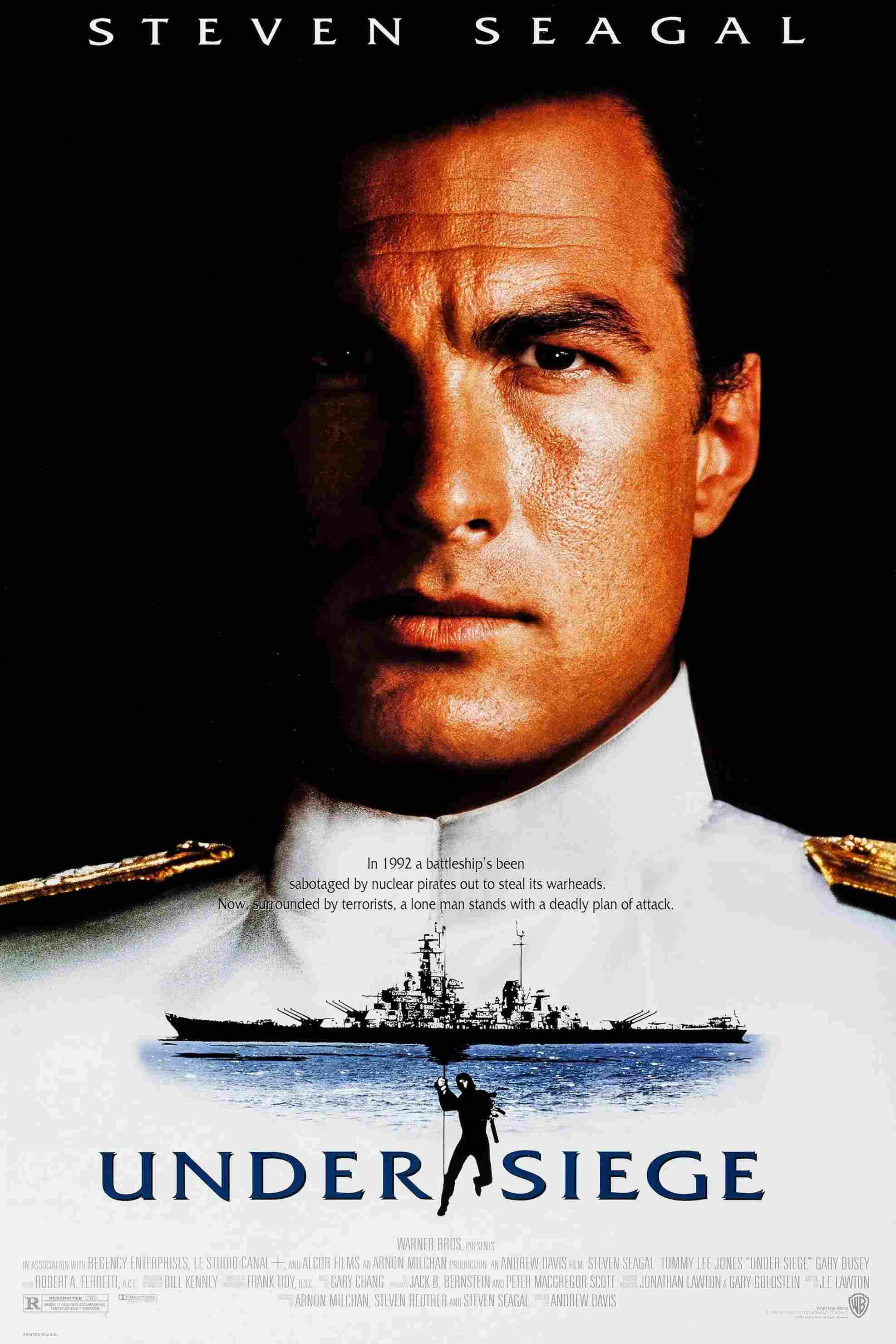 Poster chính thức của phim Phim Hành Động, Phim Giật Gân "Trong vòng vây" (Under Siege - 1992), với sự tham gia của diễn viên Steven Seagal và Tommy Lee Jones.