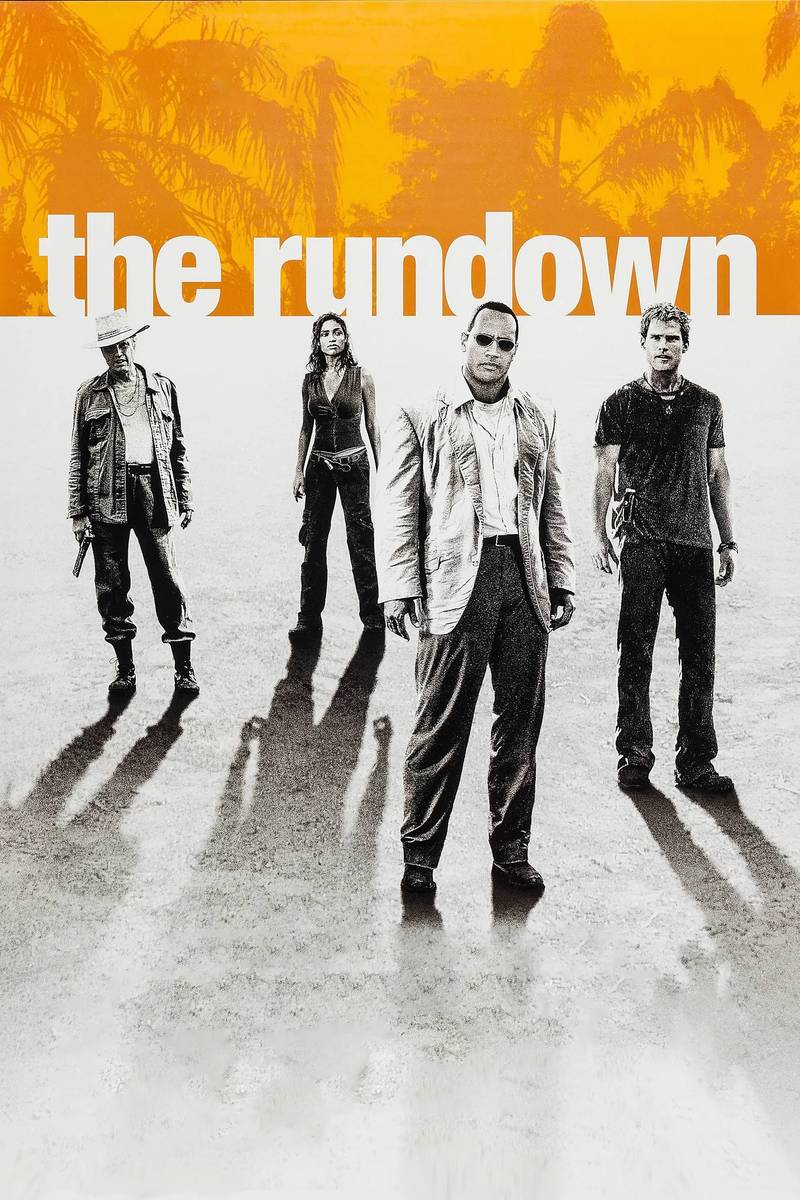 Poster chính thức của phim Phim Phiêu Lưu, Phim Hành Động "Trừ Nợ" (The Rundown - 2003), với sự tham gia của diễn viên Dwayne Johnson và Seann William Scott.