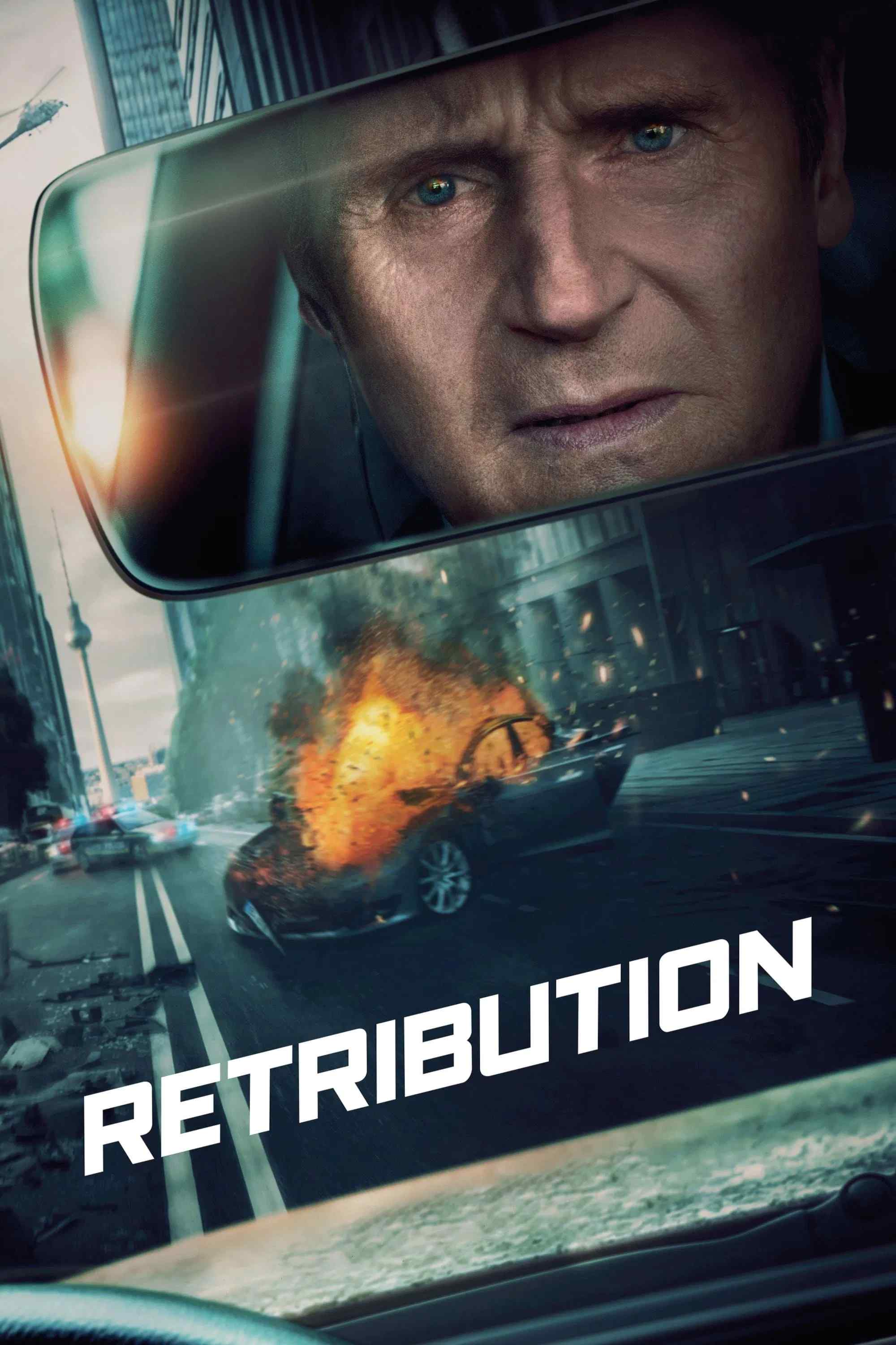 Poster chính thức của phim Phim Giật Gân, Phim Hành Động "Trừng Phạt" (Retribution - 2023), với sự tham gia của diễn viên Liam Neeson và Lilly Aspell.