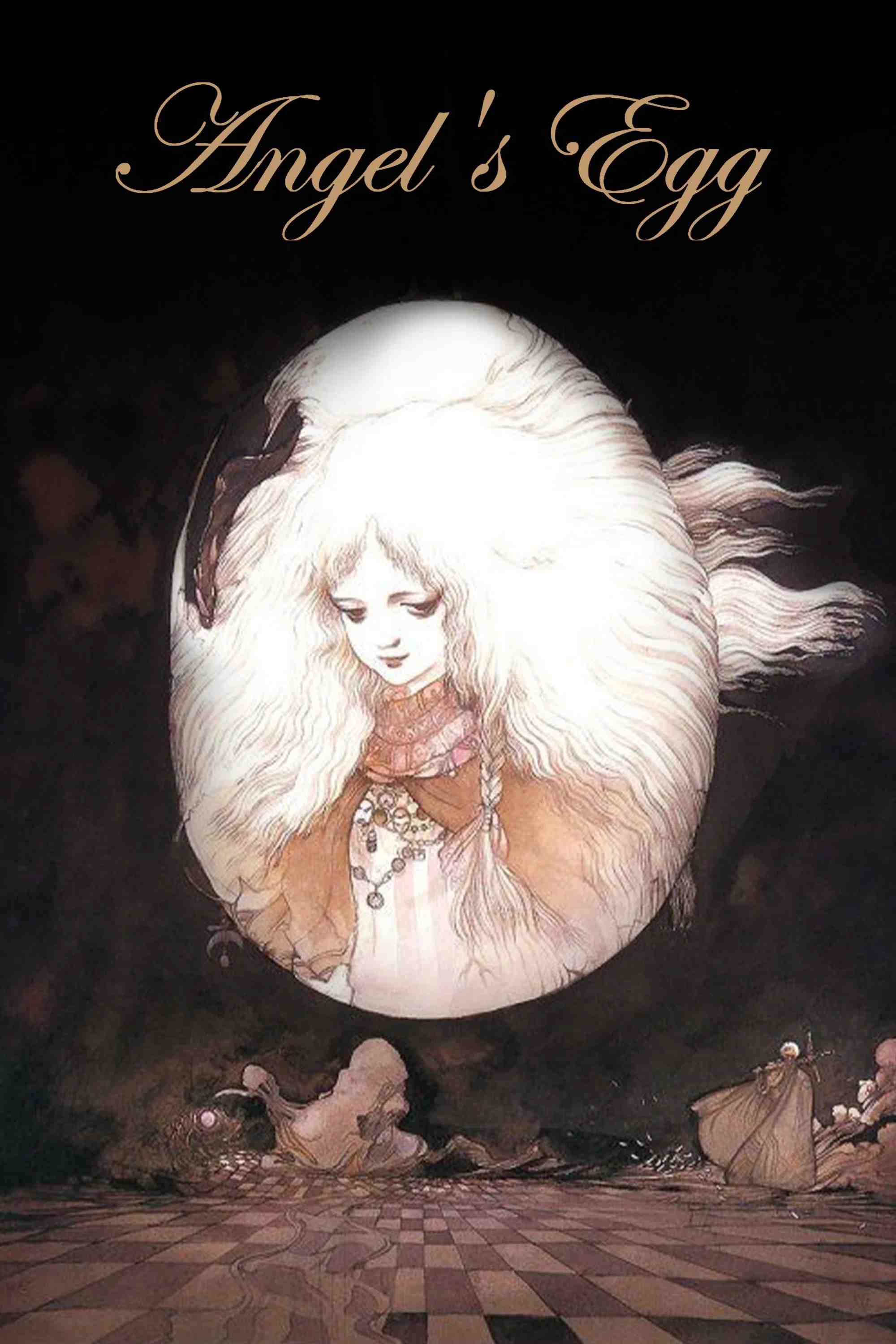 Poster chính thức của phim Phim Hoạt Hình, Phim Giả Tượng "Trứng Thiên Thần" (Angel's Egg - 1985), với sự tham gia của diễn viên Keiichi Noda và Mako Hyodo.