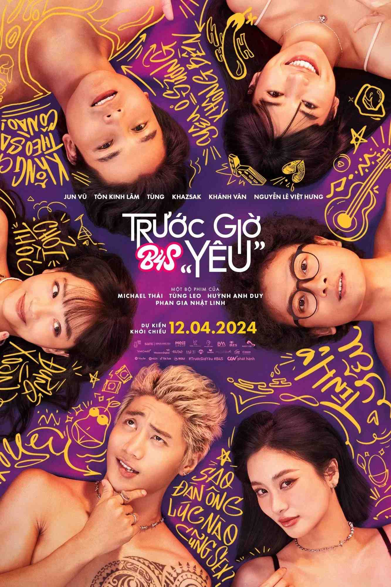 Poster chính thức của phim Phim Hài, Phim Tình Cảm "Trước Giờ Yêu" (B4S – Before Sex - 2024), với sự tham gia của diễn viên Jun Vũ và Việt Hưng.