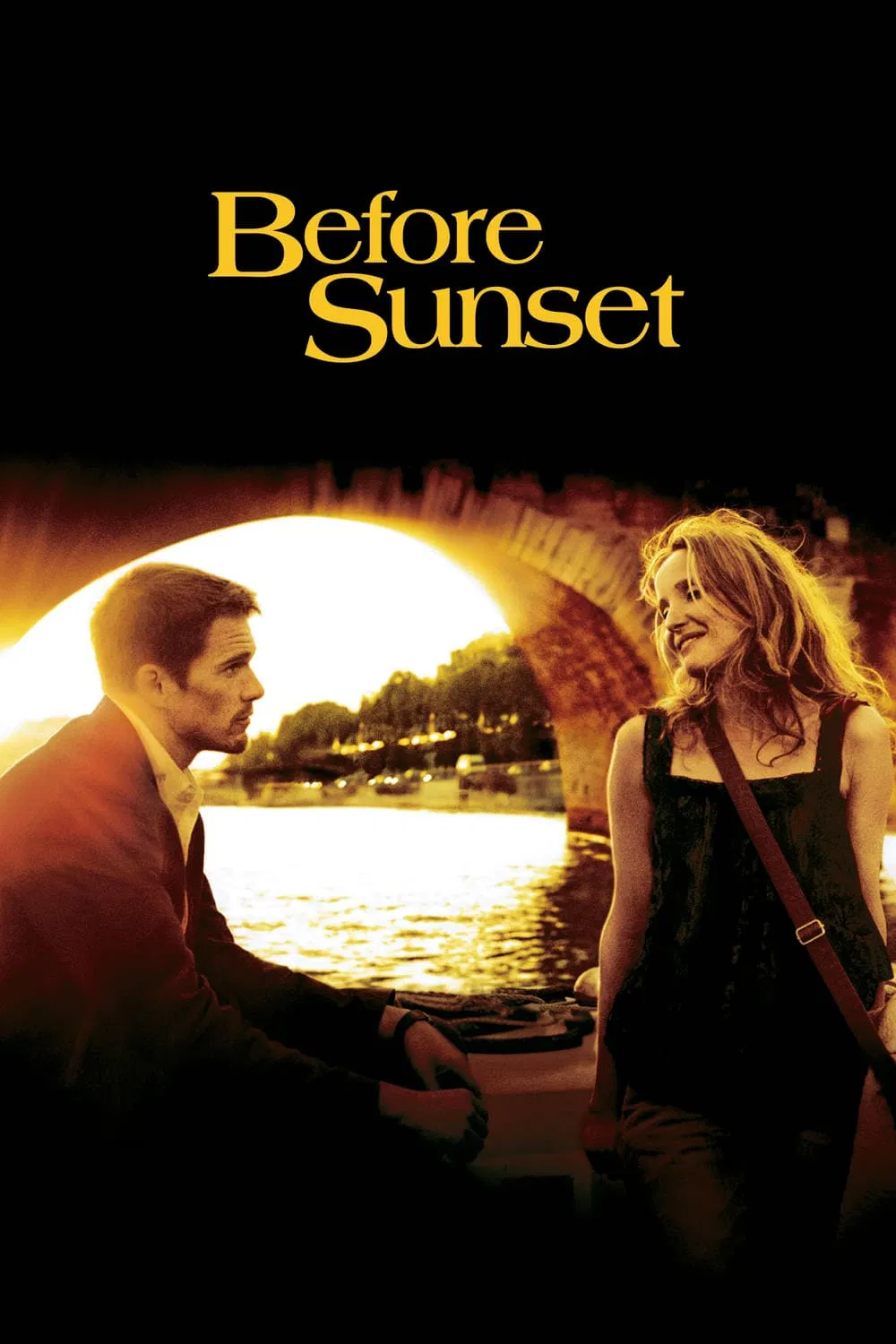 Poster chính thức của phim Phim Tâm Lý, Phim Tình Cảm "Trước Lúc Hoàng Hôn" (Before Sunset - 2004), với sự tham gia của diễn viên Ethan Hawke và Julie Delpy.