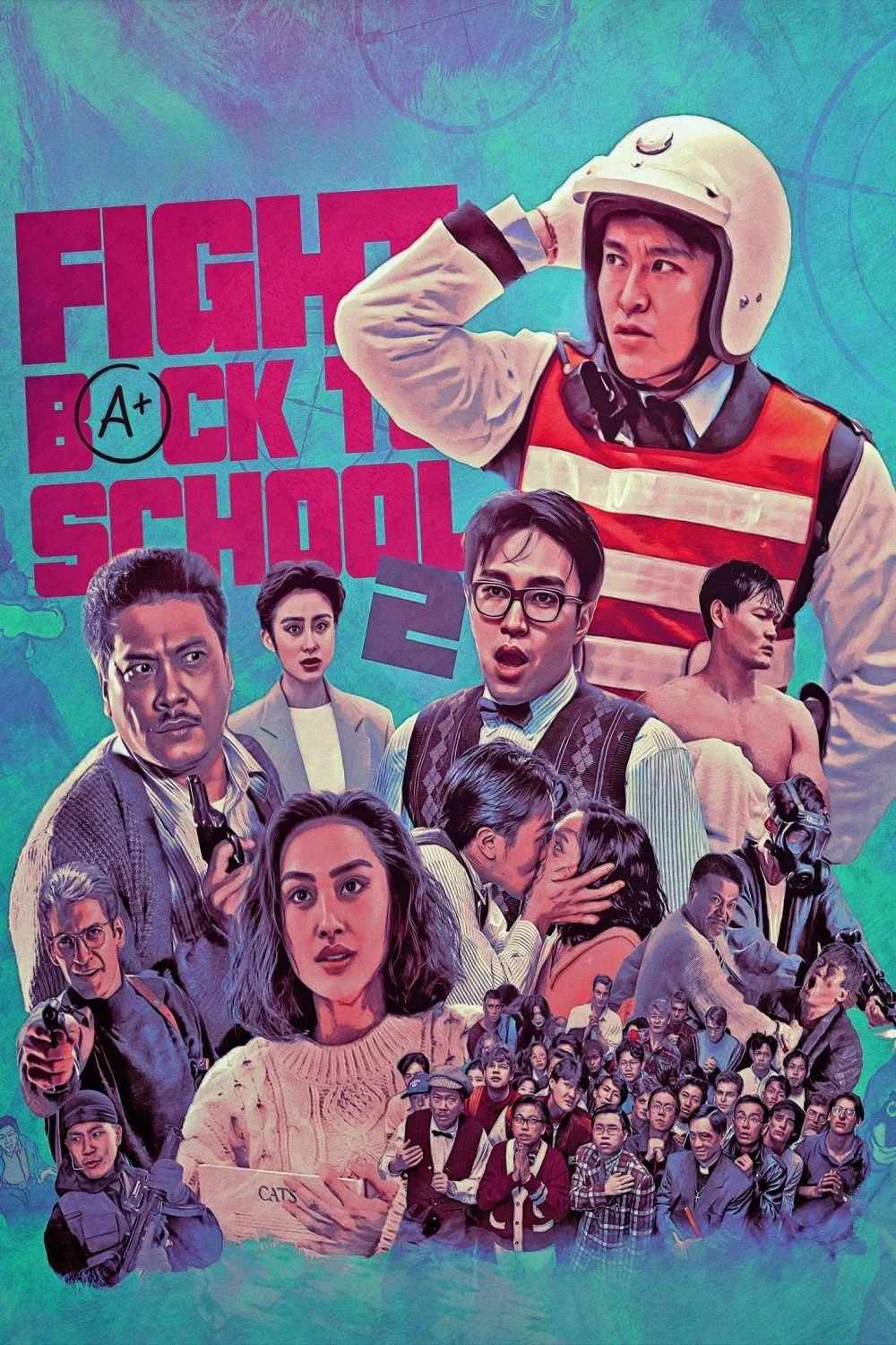 Poster chính thức của phim Phim Hành Động, Phim Hài "Trường Học Uy Long 2" (Fight Back to School 2 - 1992), với sự tham gia của diễn viên Châu Tinh Trì và Trương Mẫn.