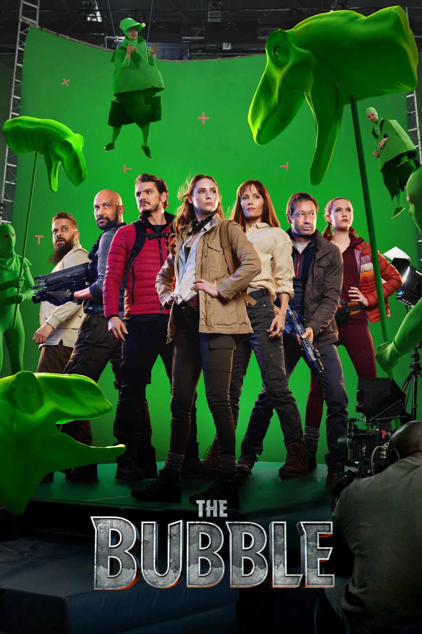 Poster chính thức của phim Phim Hài "Trường Quay Bong Bóng" (The Bubble - 2022), với sự tham gia của diễn viên Karen Gillan và Iris Apatow.