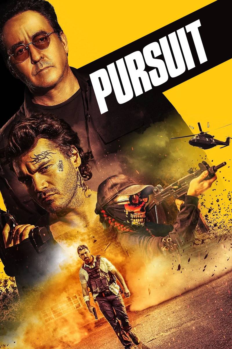 Poster chính thức của phim Phim Hành Động, Phim Hình Sự "Truy đuổi" (Pursuit - 2022), với sự tham gia của diễn viên Emile Hirsch và John Cusack.