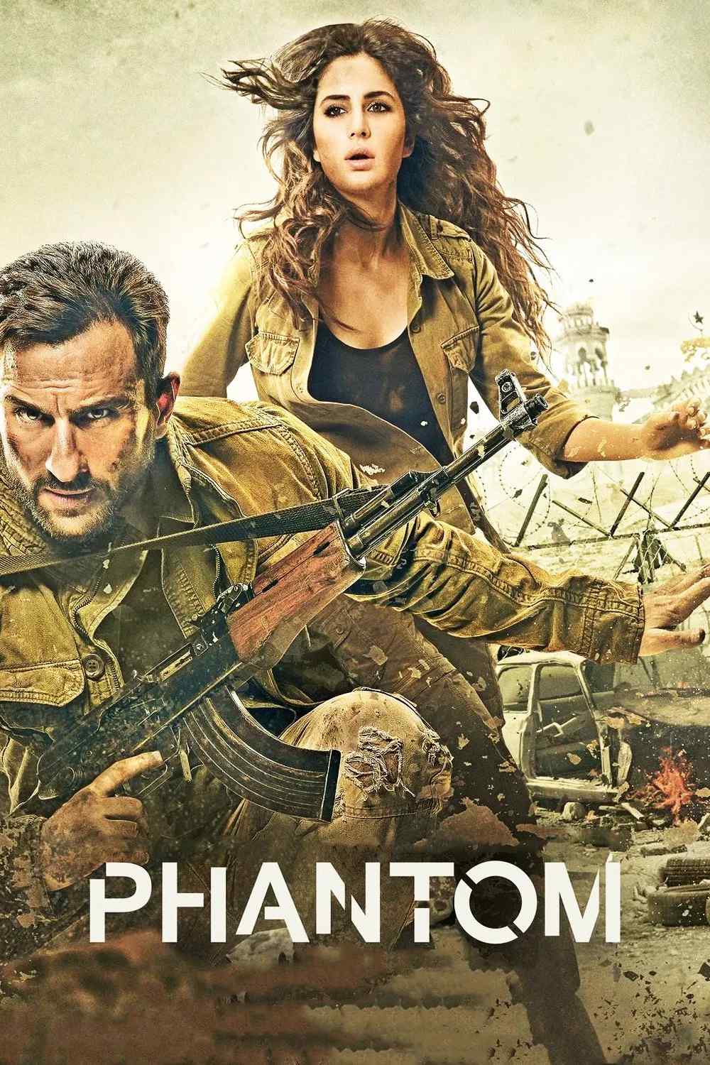 Poster chính thức của phim Phim Giật Gân, Phim Hành Động "Truy Tìm Bóng Ma" (Phantom - 2015), với sự tham gia của diễn viên Saif Ali Khan và Katrina Kaif.