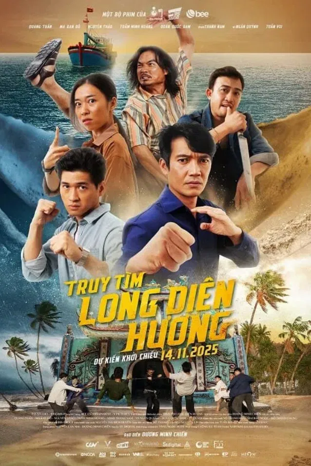 Poster chính thức của phim Phim Hành Động, Phim Phiêu Lưu "Truy Tìm Long Diên Hương" (Fish, Fists and Ambergris - 2025), với sự tham gia của diễn viên Ngô Quang Tuấn và Ma Ran Đô.