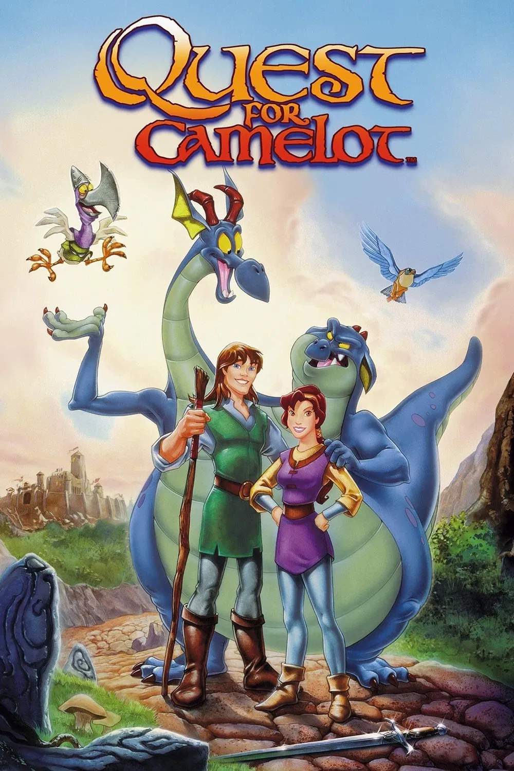 Poster chính thức của phim Phim Giả Tượng, Phim Hoạt Hình "Truy Tìm Thanh Gươm Báu" (Quest for Camelot - 1998), với sự tham gia của diễn viên Jessalyn Gilsig và Andrea Corr.