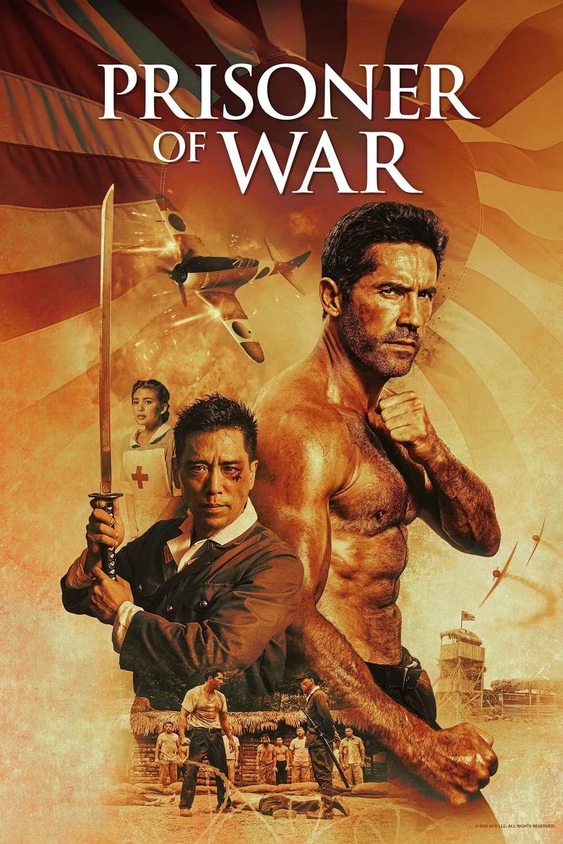 Poster chính thức của phim Phim Hành Động, Phim Chiến Tranh "Tù Binh Chiến Tranh" (Prisoner of War - 2025), với sự tham gia của diễn viên Scott Adkins và Peter Shinkoda.