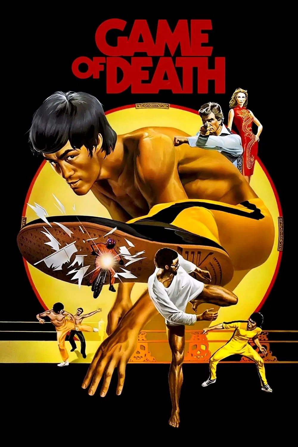 Poster chính thức của phim Phim Tâm Lý, Phim Hành Động "Tử Vong Du Hý" (Game of Death - 1978), với sự tham gia của diễn viên Lý Tiểu Long và Gig Young.