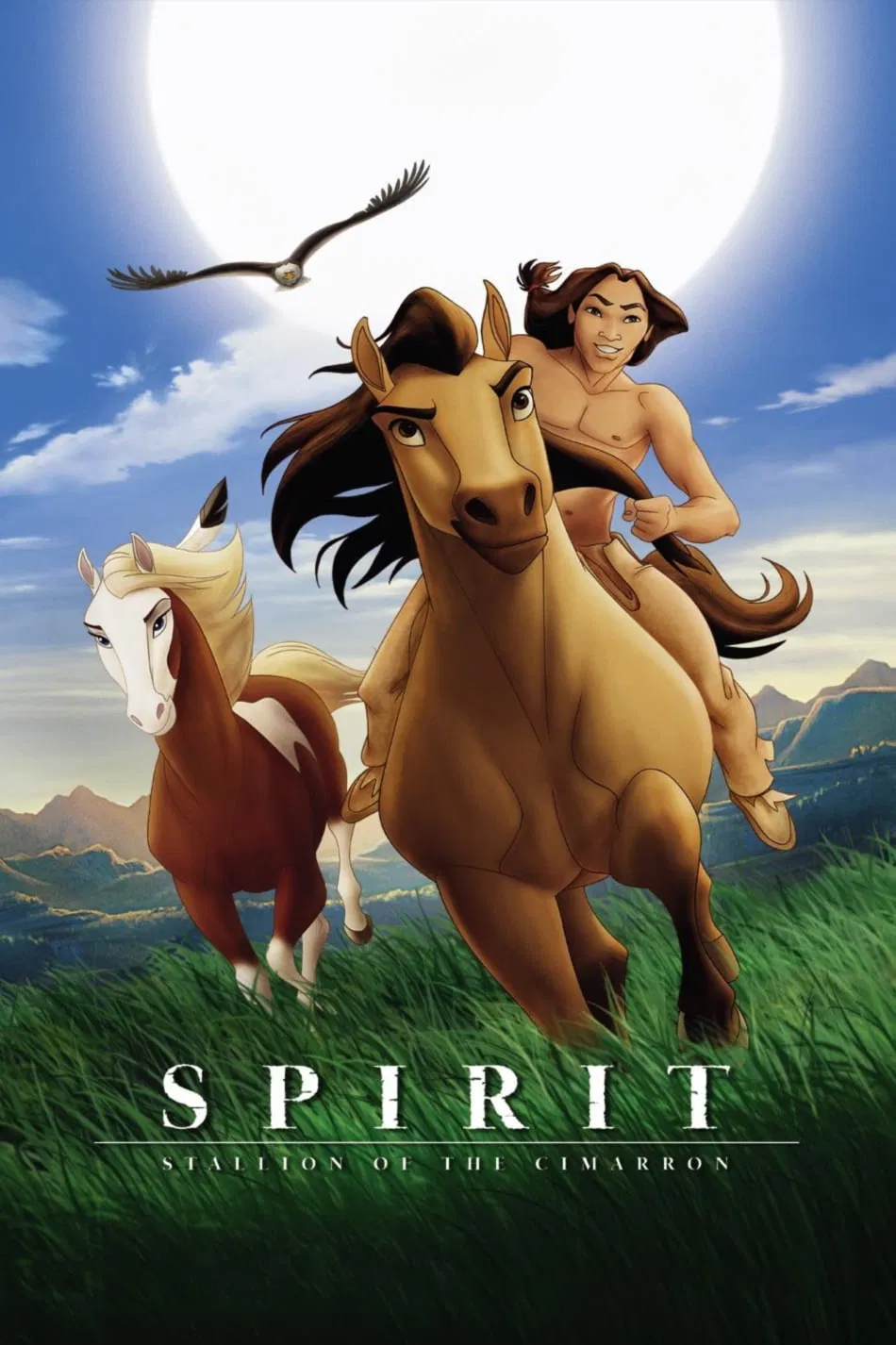 Poster chính thức của phim Phim Hoạt Hình, Phim Phiêu Lưu "Tuấn Mã Dòng Cimarron" (Spirit: Stallion of the Cimarron - 2002), với sự tham gia của diễn viên Matt Damon và James Cromwell.