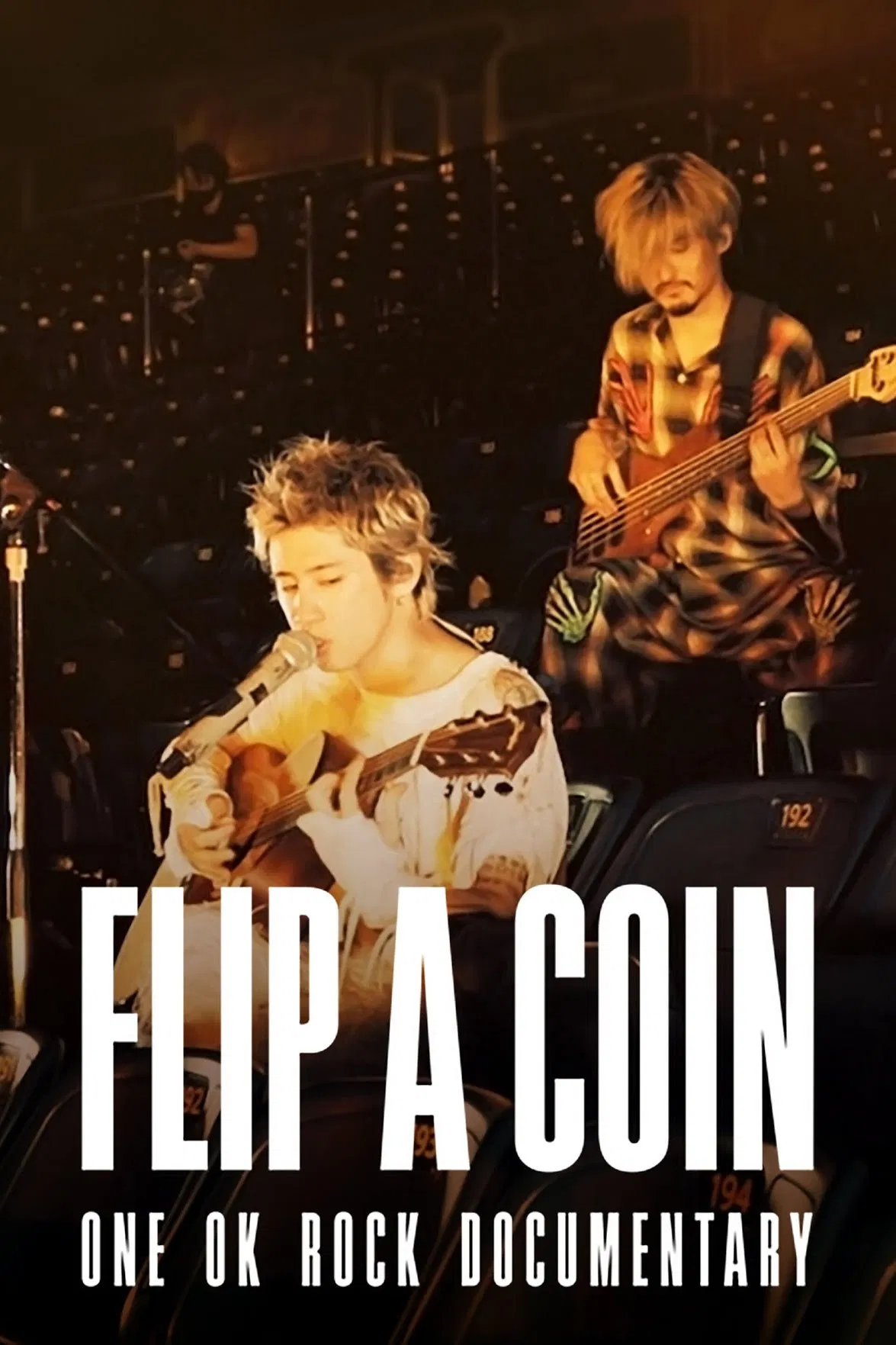 Poster chính thức của phim Phim Tài Liệu, Phim Ca Nhạc "Tung đồng xu: Phim tài liệu ONE OK ROCK" (Flip a Coin: One Ok Rock Documentary - 2021), với sự tham gia của diễn viên Takahiro Moriuchi và Toru Yamashita.