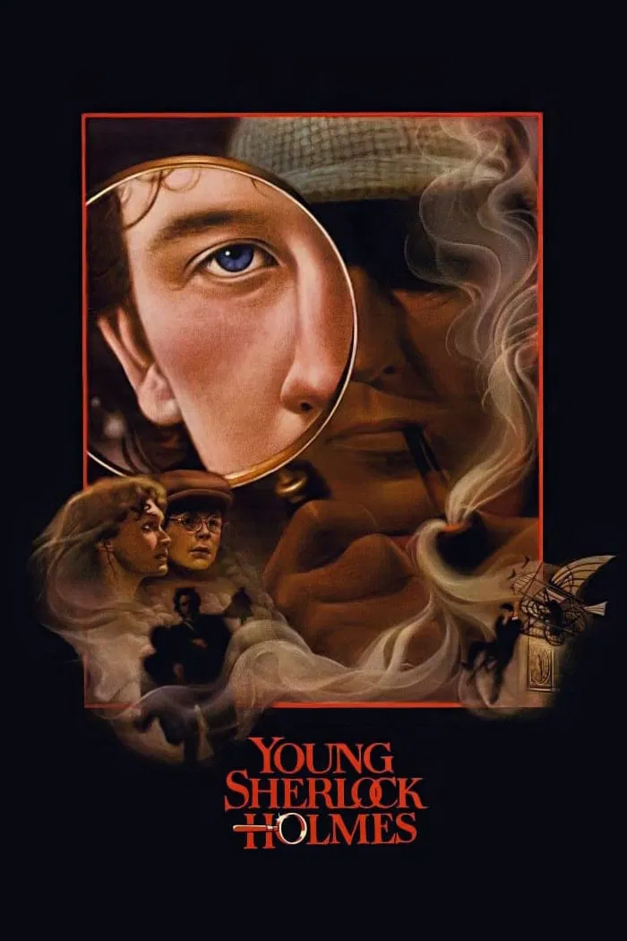 Poster chính thức của phim Phim Bí Ẩn, Phim Phiêu Lưu "Tuổi trẻ Sherlock Holmes" (Young Sherlock Holmes - 1985), với sự tham gia của diễn viên Nicholas Rowe và Alan Cox.