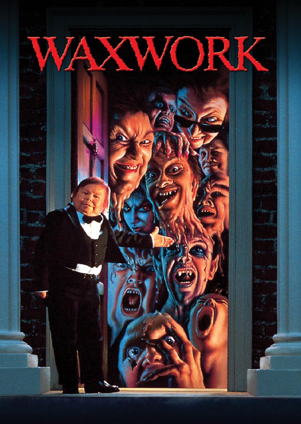 Poster chính thức của phim Phim Kinh Dị, Phim Hài "Tượng sáp" (Waxwork - 1988), với sự tham gia của diễn viên Zach Galligan và Jennifer Bassey.