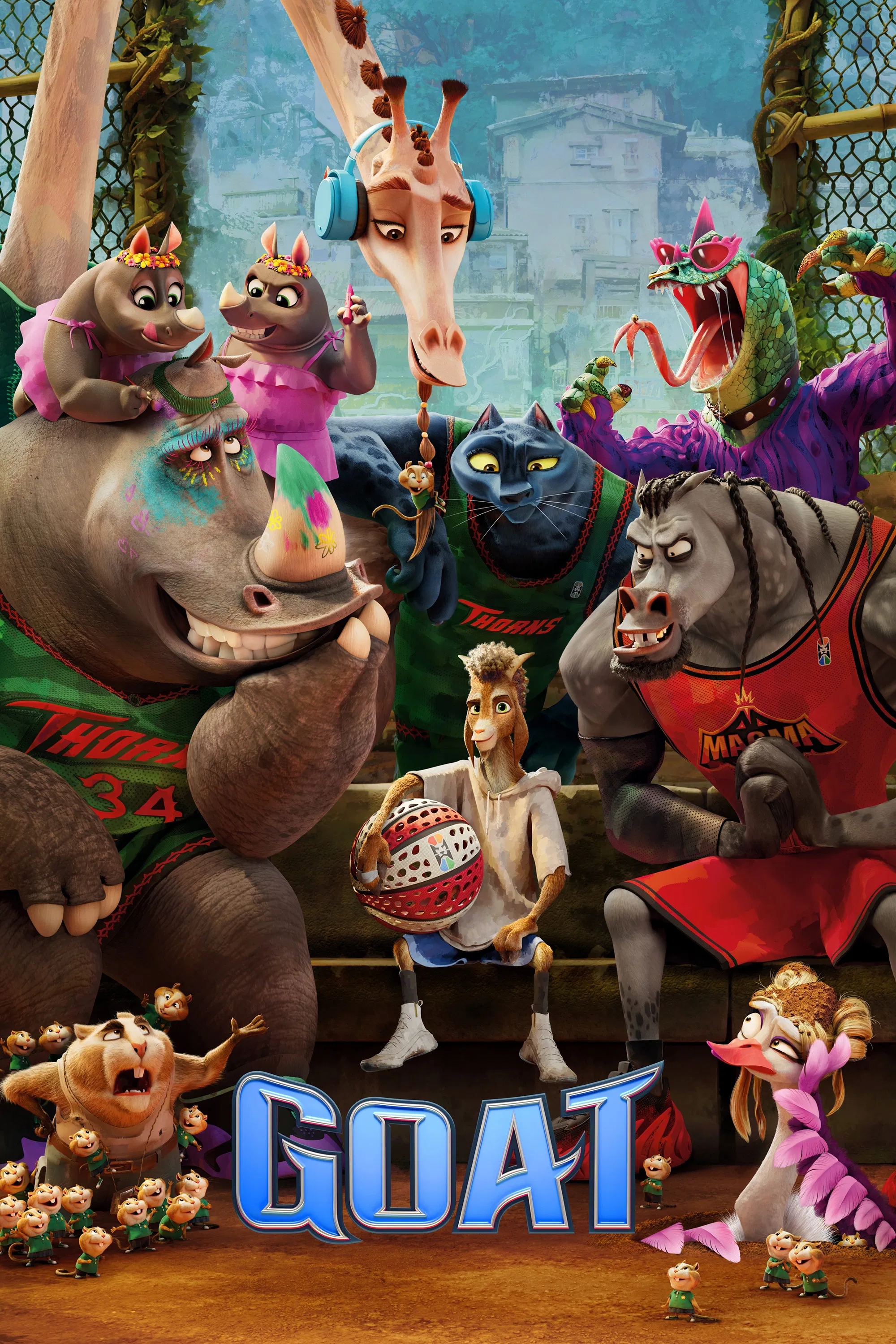 Poster chính thức của phim Phim Hoạt Hình, Phim Hài "Tuyển Thủ Dê: "Mùi" Vị Chiến Thắng" (GOAT - 2026), với sự tham gia của diễn viên Caleb McLaughlin và Gabrielle Union.