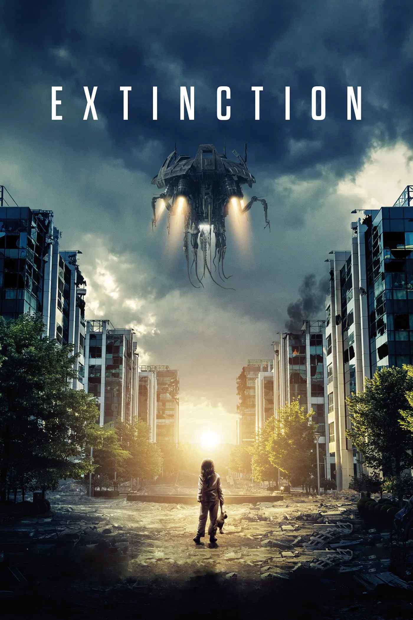 Poster chính thức của phim Phim Hành Động, Phim Tâm Lý "Tuyệt Chủng" (Extinction - 2018), với sự tham gia của diễn viên Michael Peña và Lizzy Caplan.