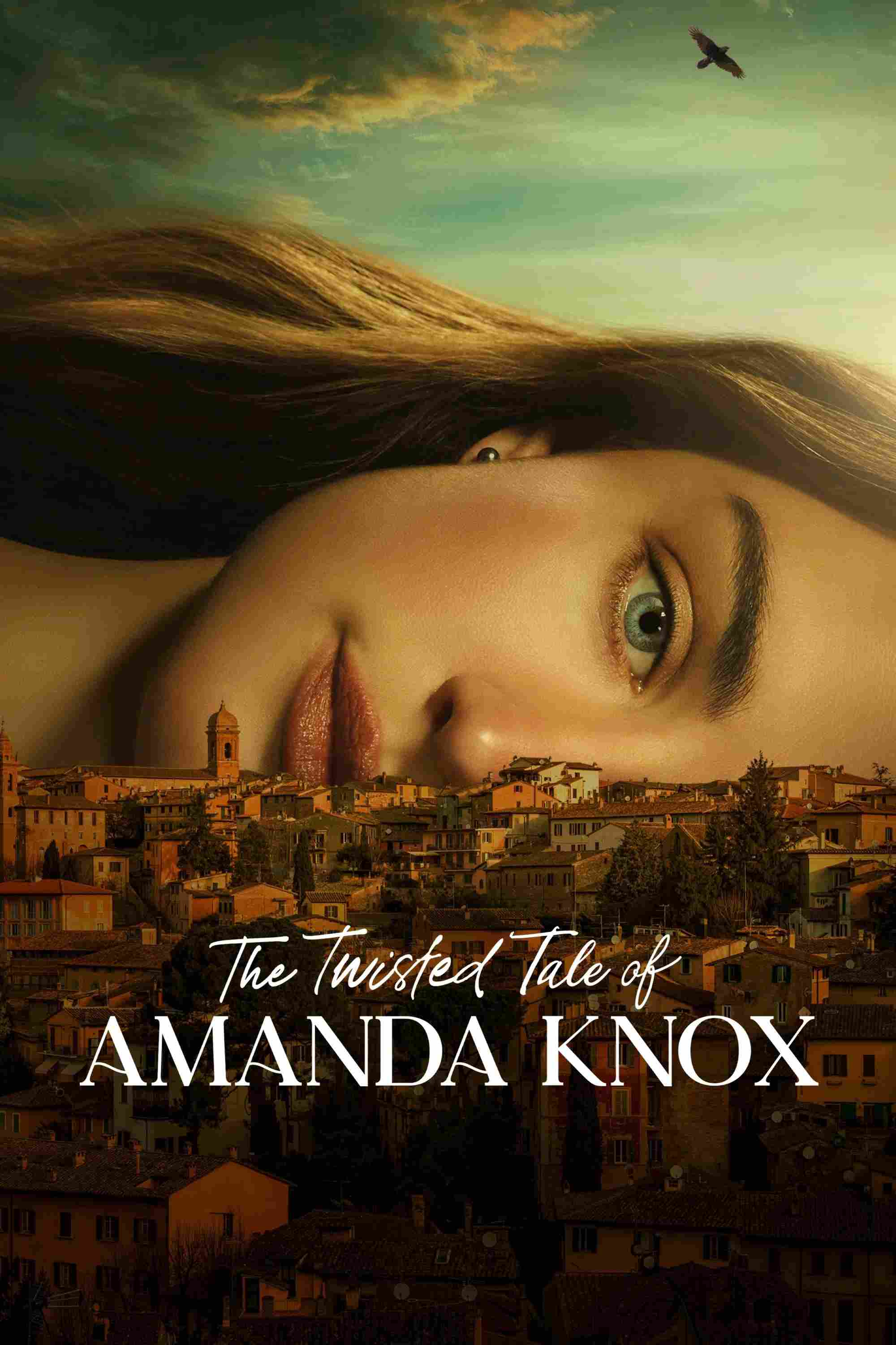 Poster chính thức của phim Phim Tâm Lý "Uẩn Khúc Của Amanda Knox" (The Twisted Tale of Amanda Knox - 2025), với sự tham gia của diễn viên Grace Van Patten và Sharon Horgan.