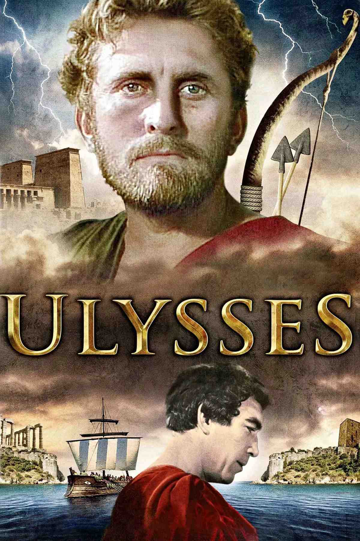 Poster chính thức của phim Phim Phiêu Lưu, Phim Giả Tượng "Ulisse" (Ulysses - 1954), với sự tham gia của diễn viên Kirk Douglas và Silvana Mangano.