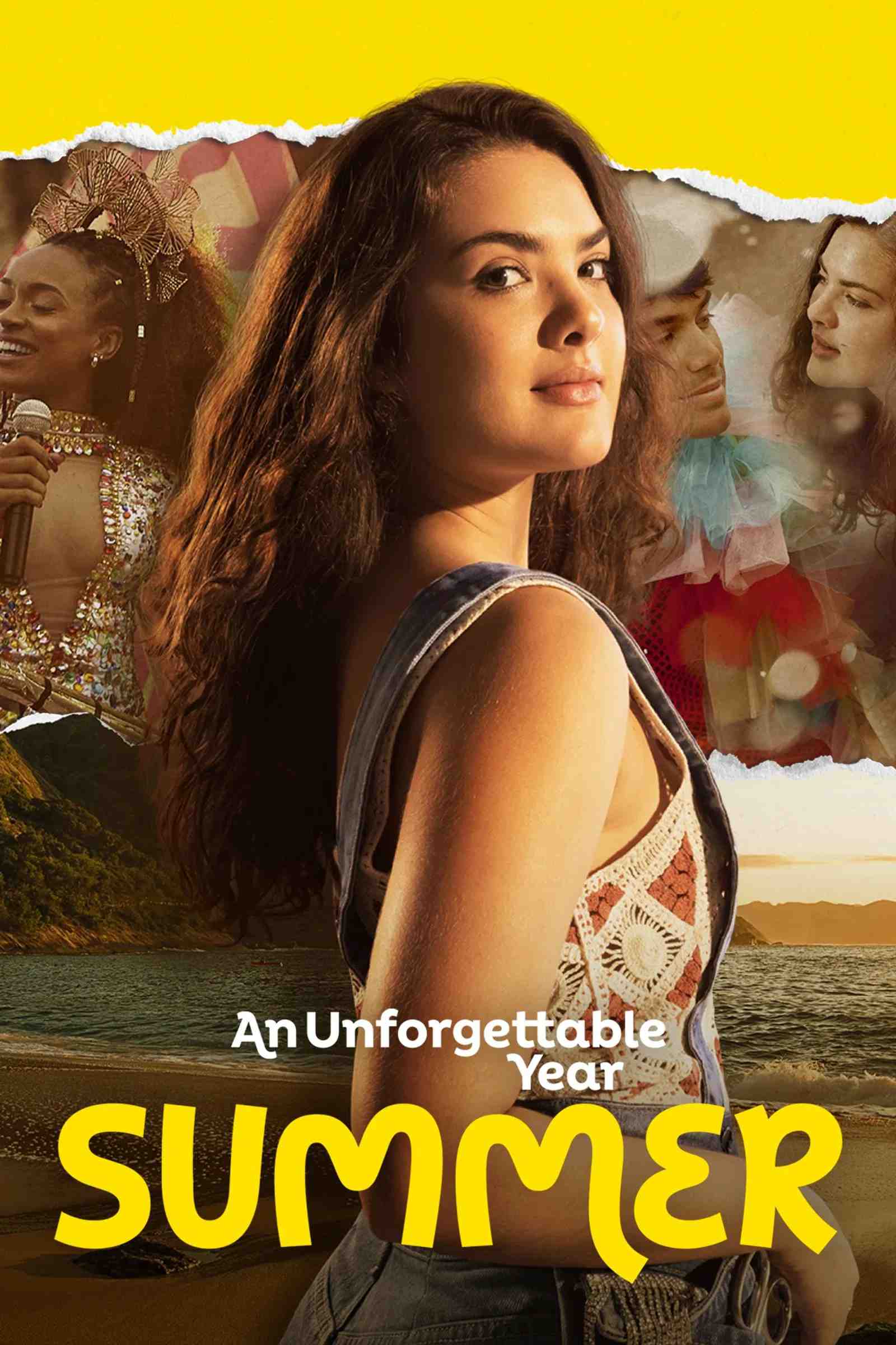 Poster chính thức của phim Phim Tâm Lý, Phim Tình Cảm "Um Ano Inesquecível: Verão" (An Unforgettable Year - Summer - 2023), với sự tham gia của diễn viên Lívia Inhudes và Micael Borges.