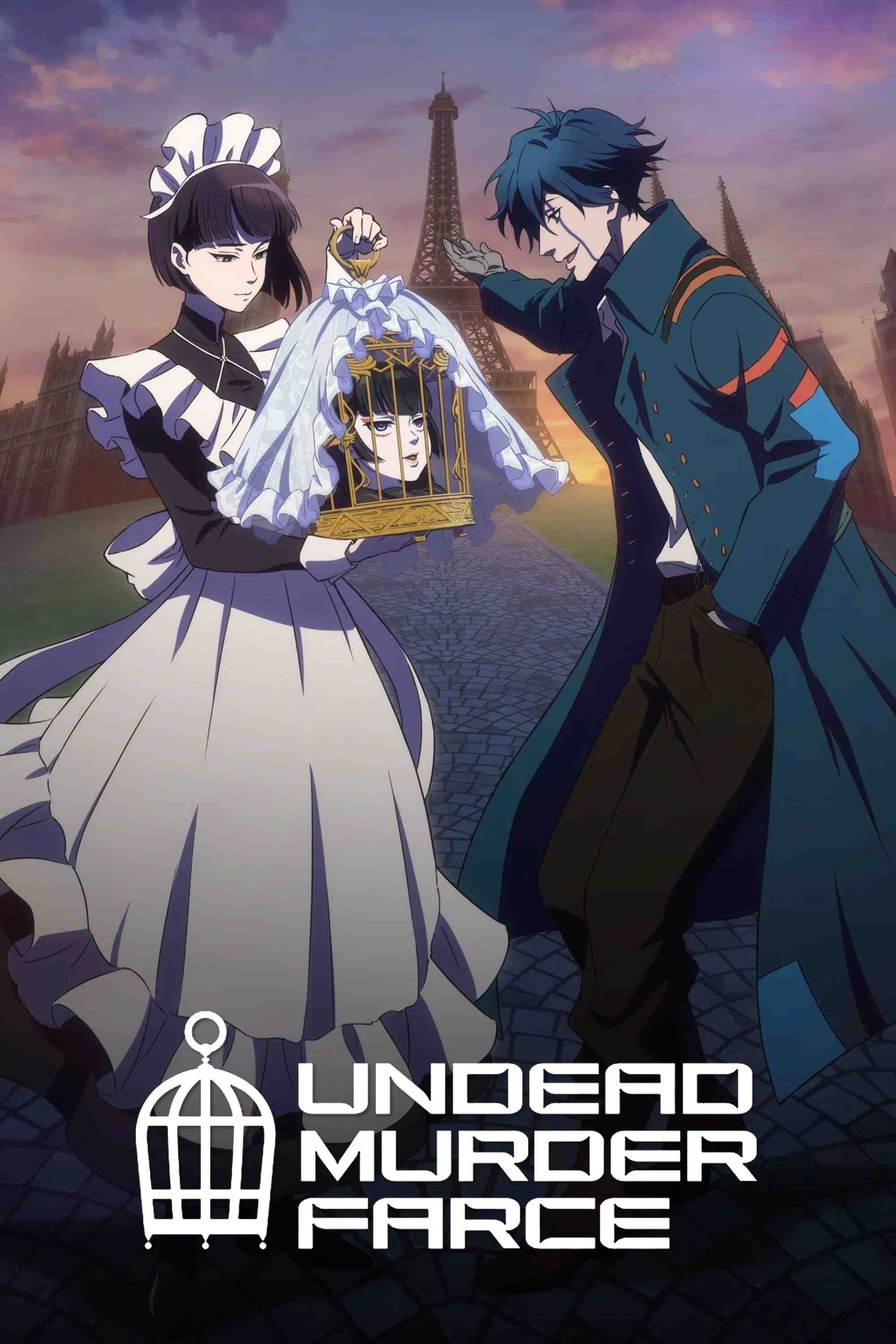Poster chính thức của phim Phim Hoạt Hình, Phim Bí Ẩn "Undead Girl Murder Farce" (Undead Murder Farce - 2023), với sự tham gia của diễn viên Tomoyo Kurosawa và Taku Yashiro.