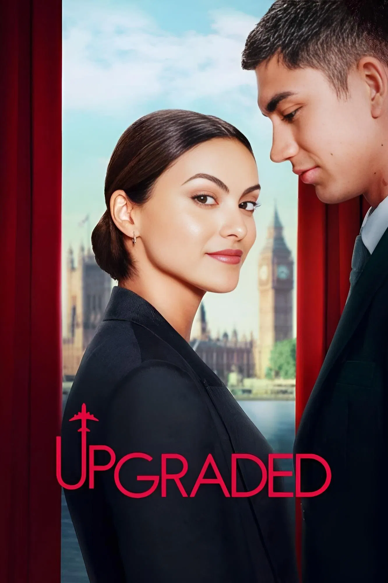Poster chính thức của phim Phim Tình Cảm, Phim Hài "Nâng Cấp" (Upgraded - 2024), với sự tham gia của diễn viên Camila Mendes và Archie Renaux.