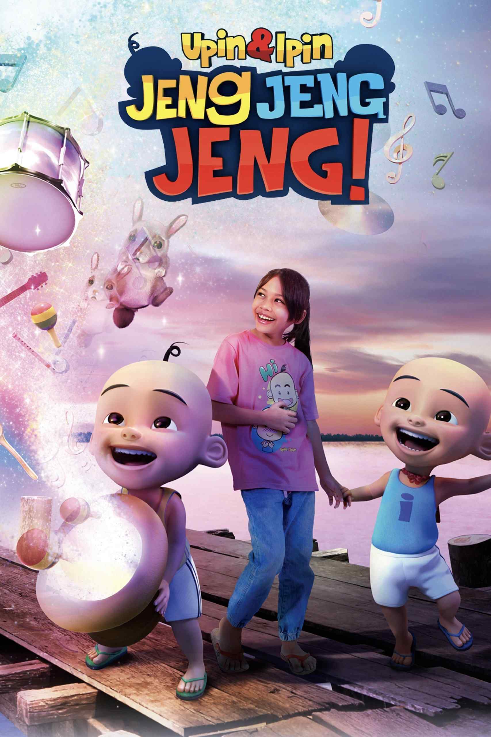 Poster chính thức của phim Phim Hoạt Hình, Phim Gia Đình "Upin & Ipin: Jeng Jeng Jeng!" (Upin & Ipin: Jeng Jeng Jeng! - 2016), với sự tham gia của diễn viên Puteri Balqis và Asyiela Putri.