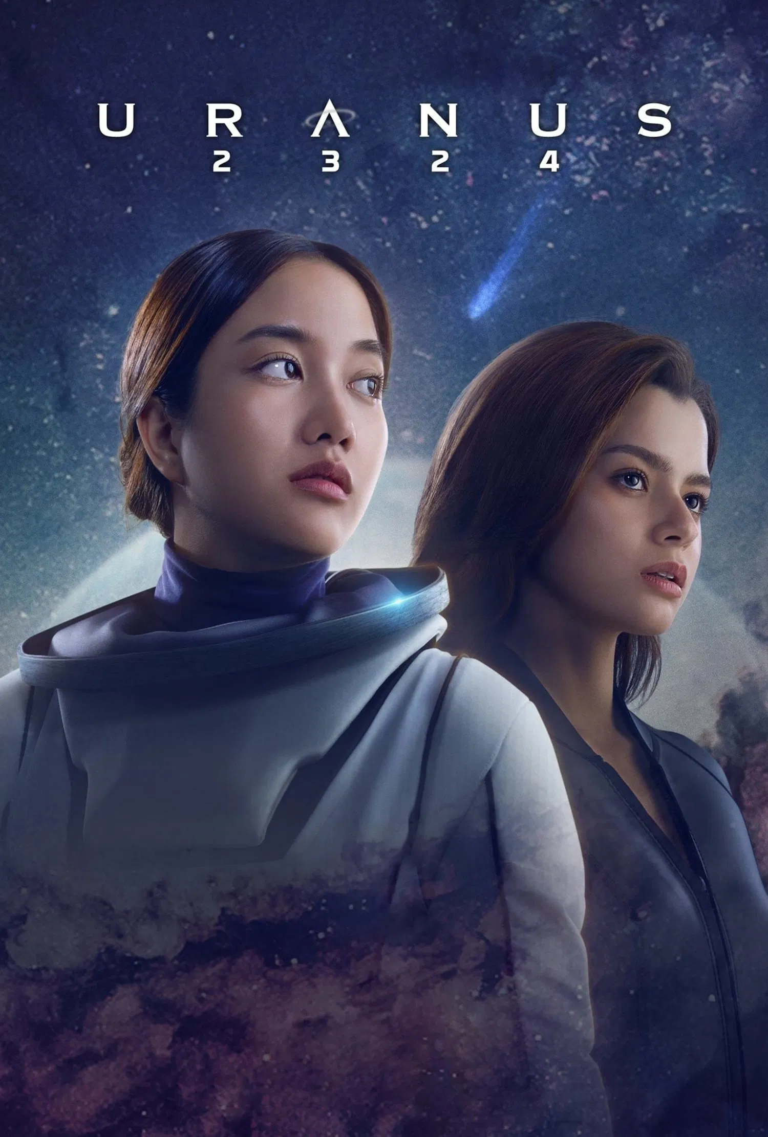 Poster chính thức của phim Phim Tình Cảm, Phim Tâm Lý "Uranus 2324" (Uranus 2324 - 2024), với sự tham gia của diễn viên Sarocha Chankimha và Rebecca Patricia Armstrong.