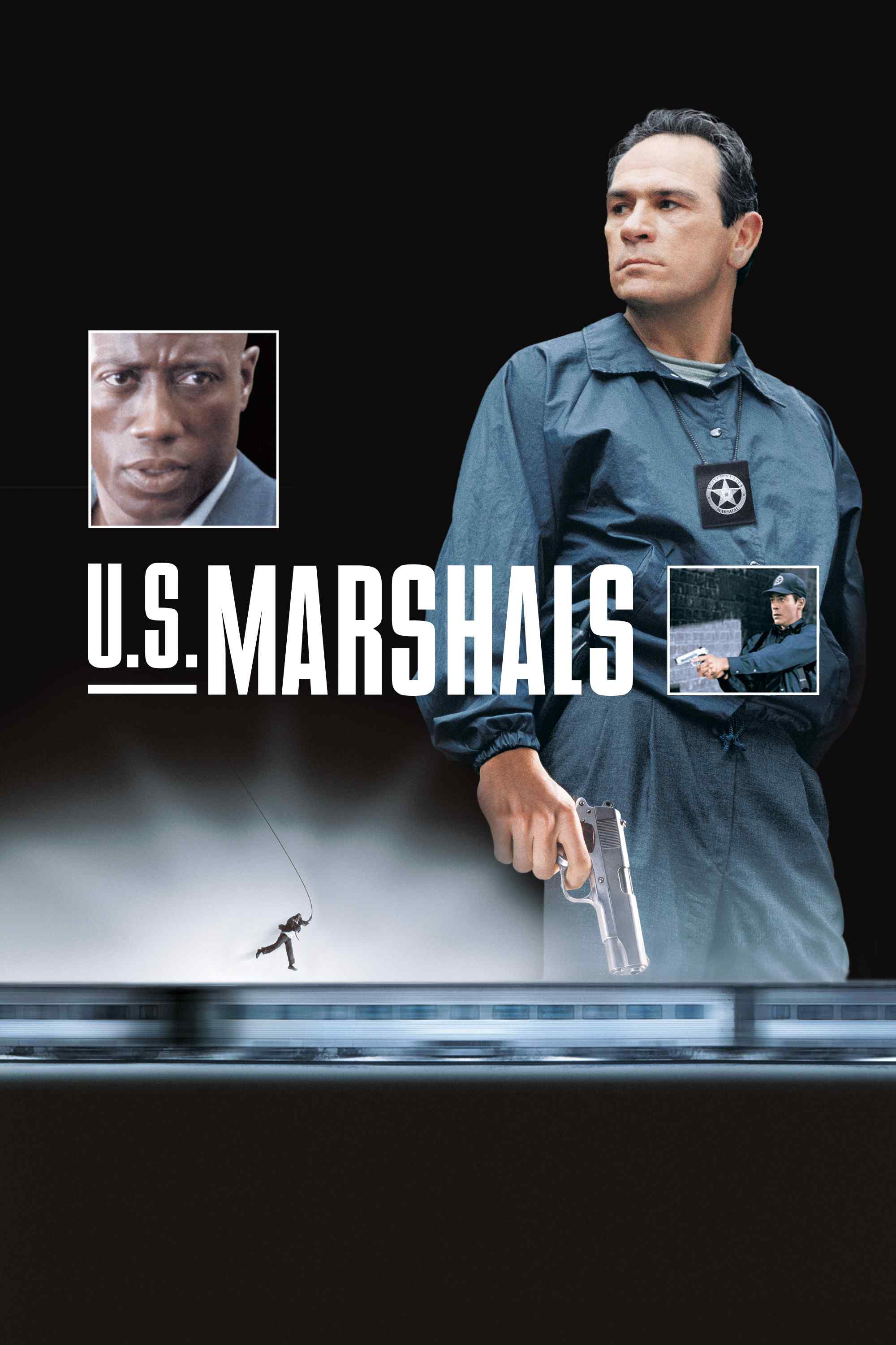 Poster chính thức của phim Phim Giật Gân, Phim Hình Sự "U.S. Marshals" (U.S. Marshals - 1998), với sự tham gia của diễn viên Tommy Lee Jones và Wesley Snipes.