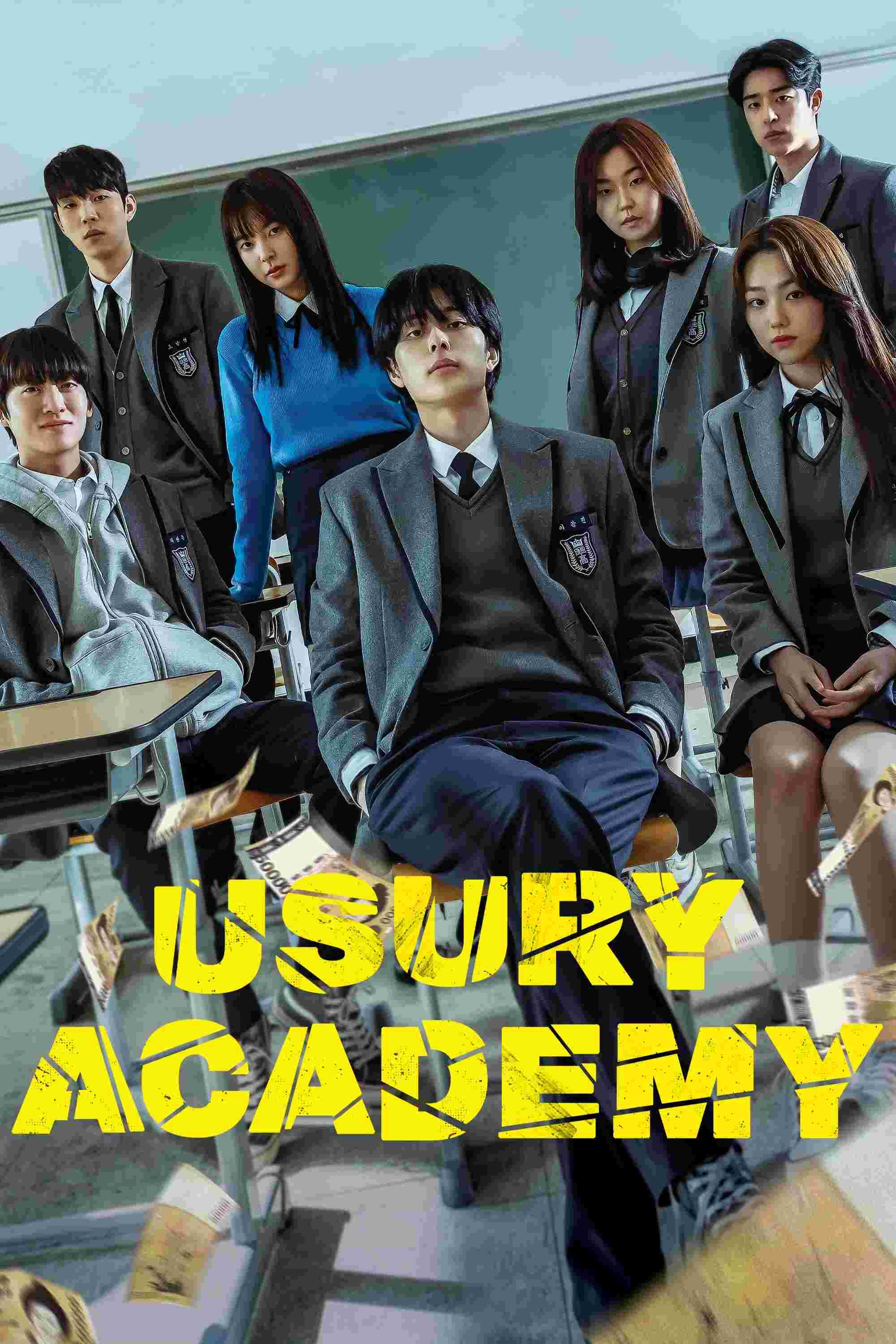 Poster chính thức của phim Phim Hành Động, Phim Tâm Lý "Bỗng Dưng Trúng Mánh" (Usury Academy - 2023), với sự tham gia của diễn viên Yoo Seon-ho và Kang Mi-na.