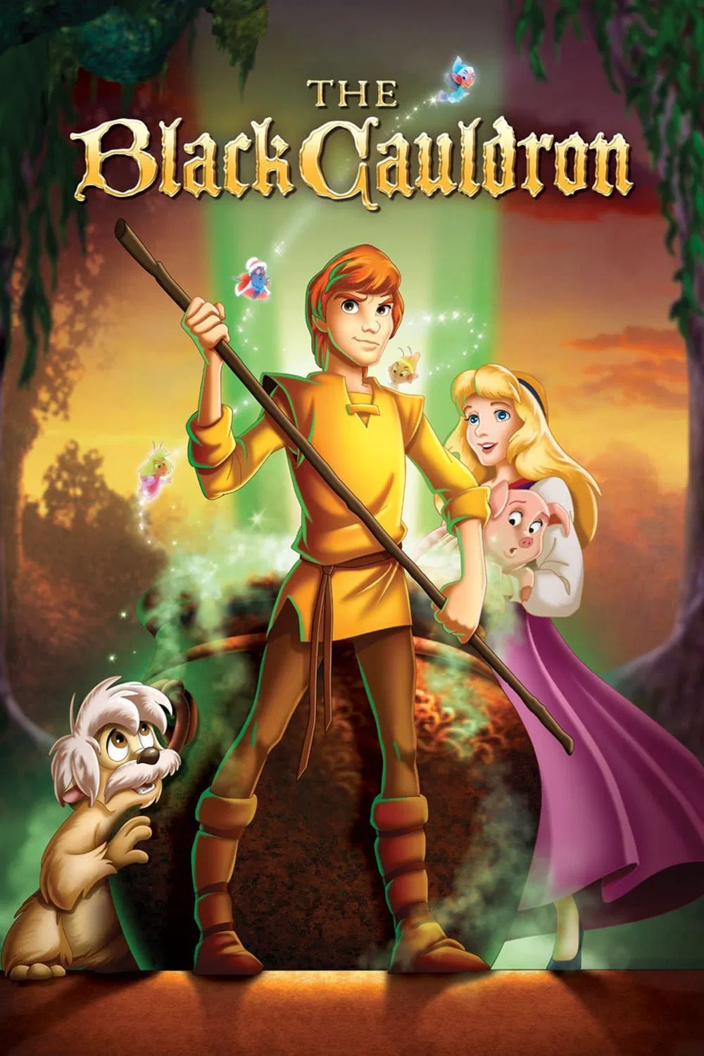 Poster chính thức của phim Phim Hoạt Hình, Phim Phiêu Lưu "Vạc Dầu Đen" (The Black Cauldron - 1985), với sự tham gia của diễn viên Susan Sheridan và John Byner.