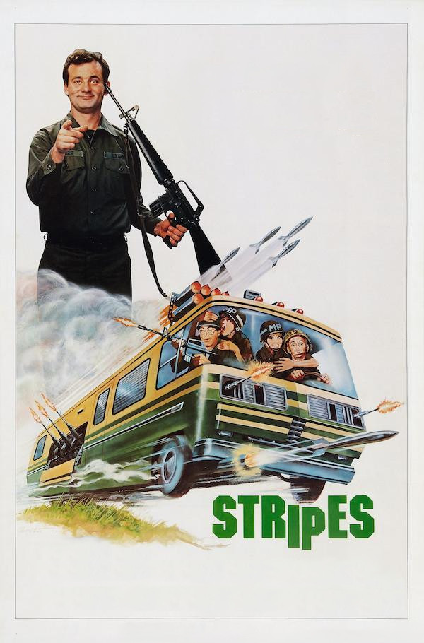 Poster chính thức của phim Phim Hành Động, Phim Hài "Vạch Quân Hàm" (Stripes - 1981), với sự tham gia của diễn viên Bill Murray và Harold Ramis.