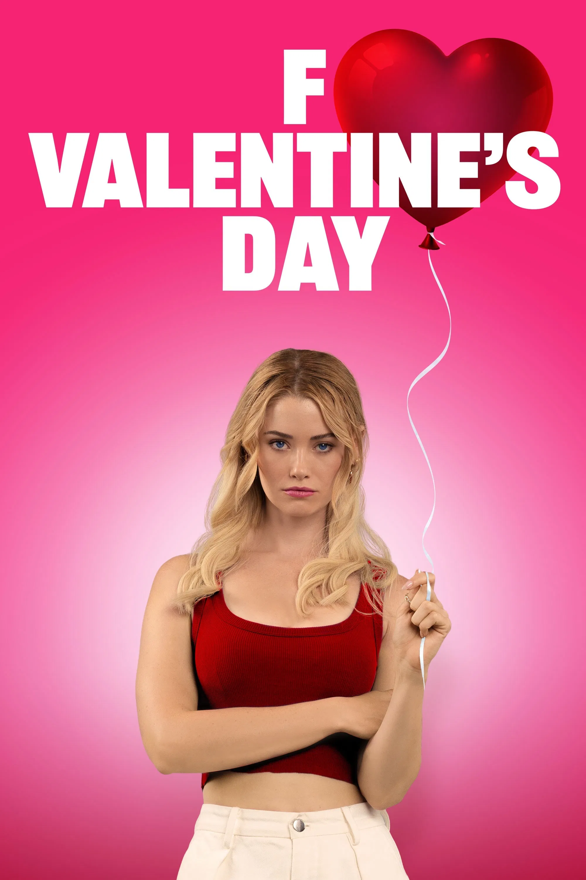 Poster chính thức của phim Phim Tình Cảm, Phim Hài "Valentine Cái Con Khỉ" (F Valentine's Day - 2026), với sự tham gia của diễn viên Virginia Gardner và Skylar Astin.