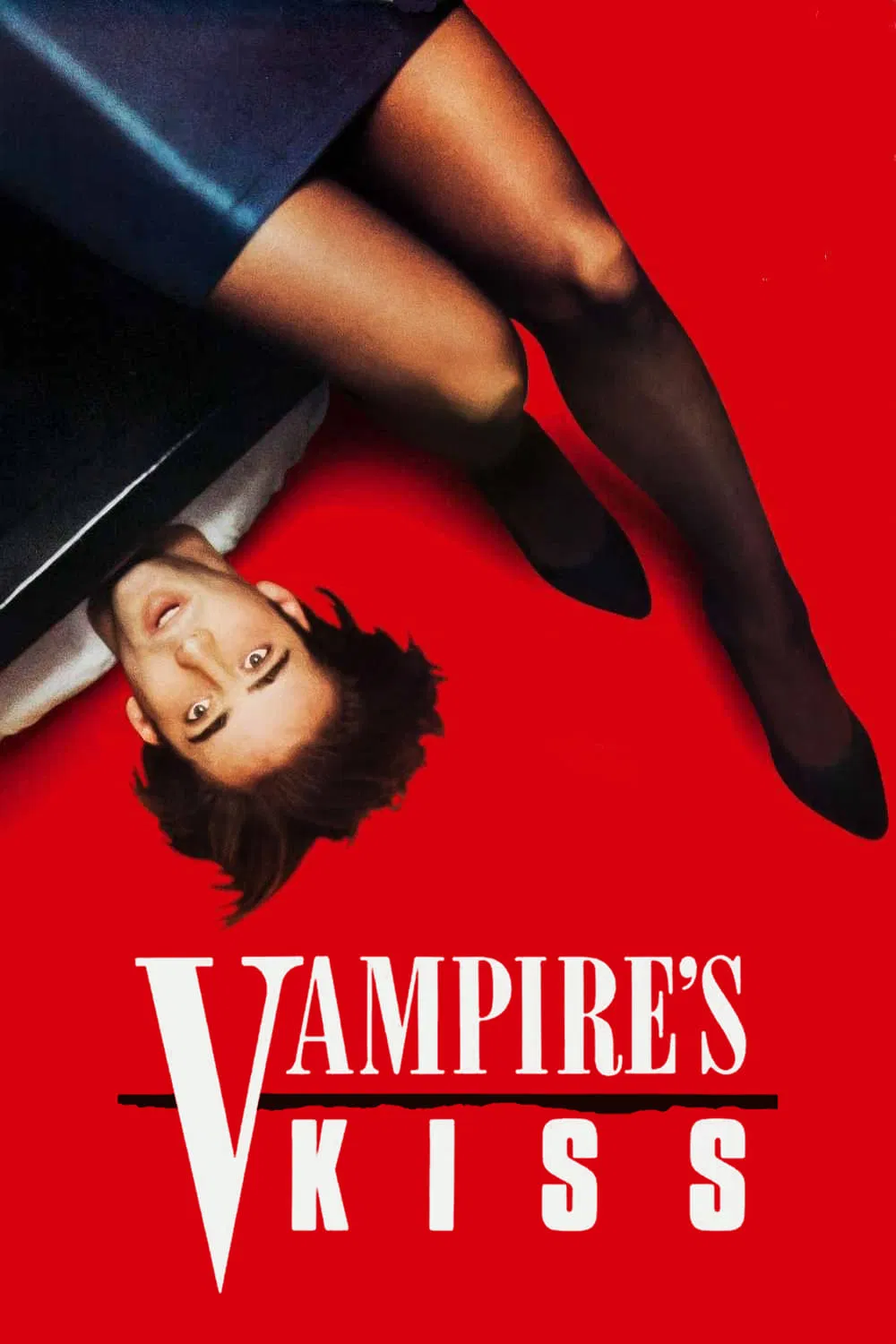 Poster chính thức của phim Phim Hài, Phim Kinh Dị "Vampire's Kiss" (Vampire's Kiss - 1989), với sự tham gia của diễn viên Nicolas Cage và María Conchita Alonso.